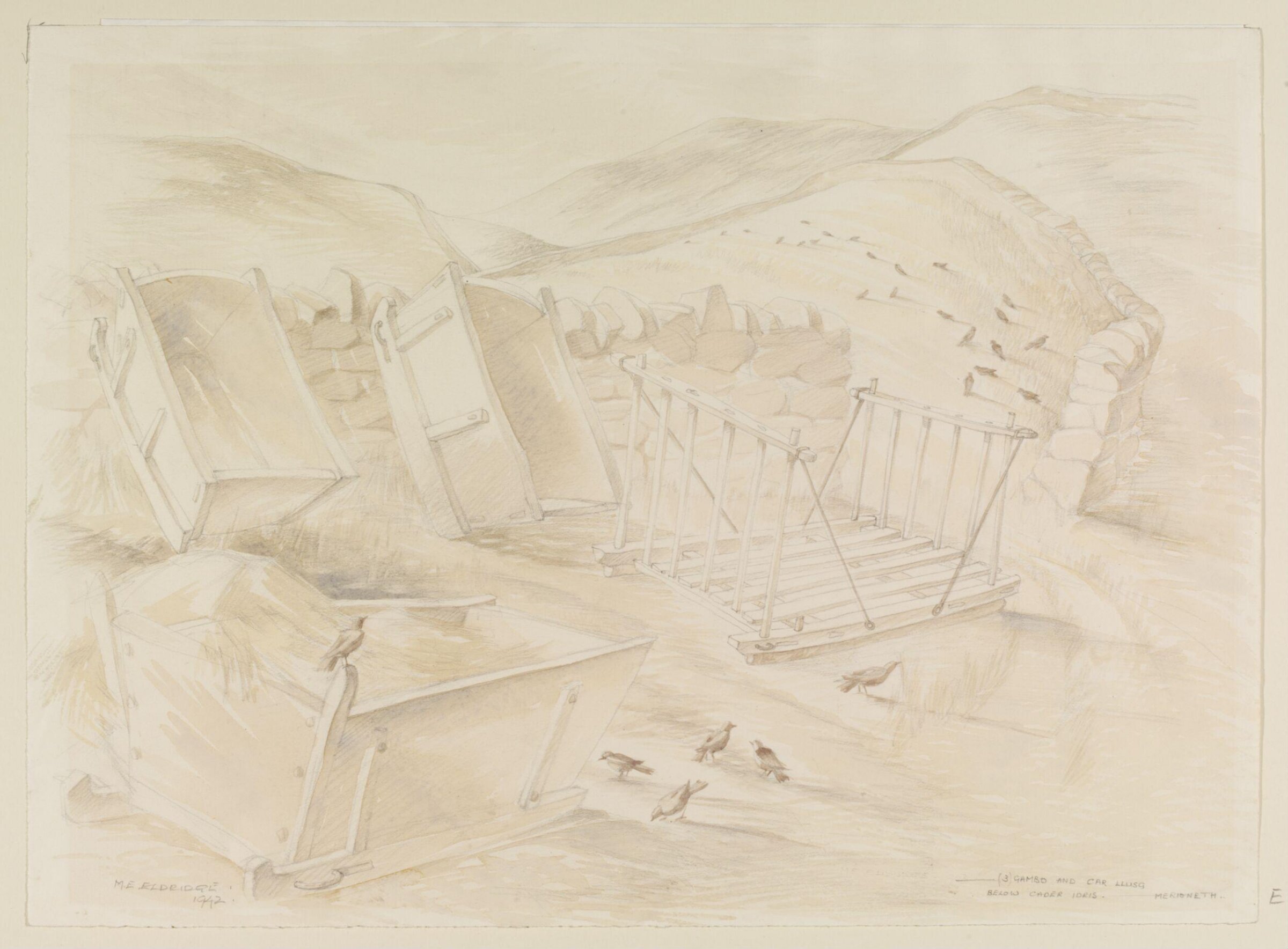 Gambo and Car Llusg below Cader Idris, Merionethshire, Mildred E. Eldridge, 1942