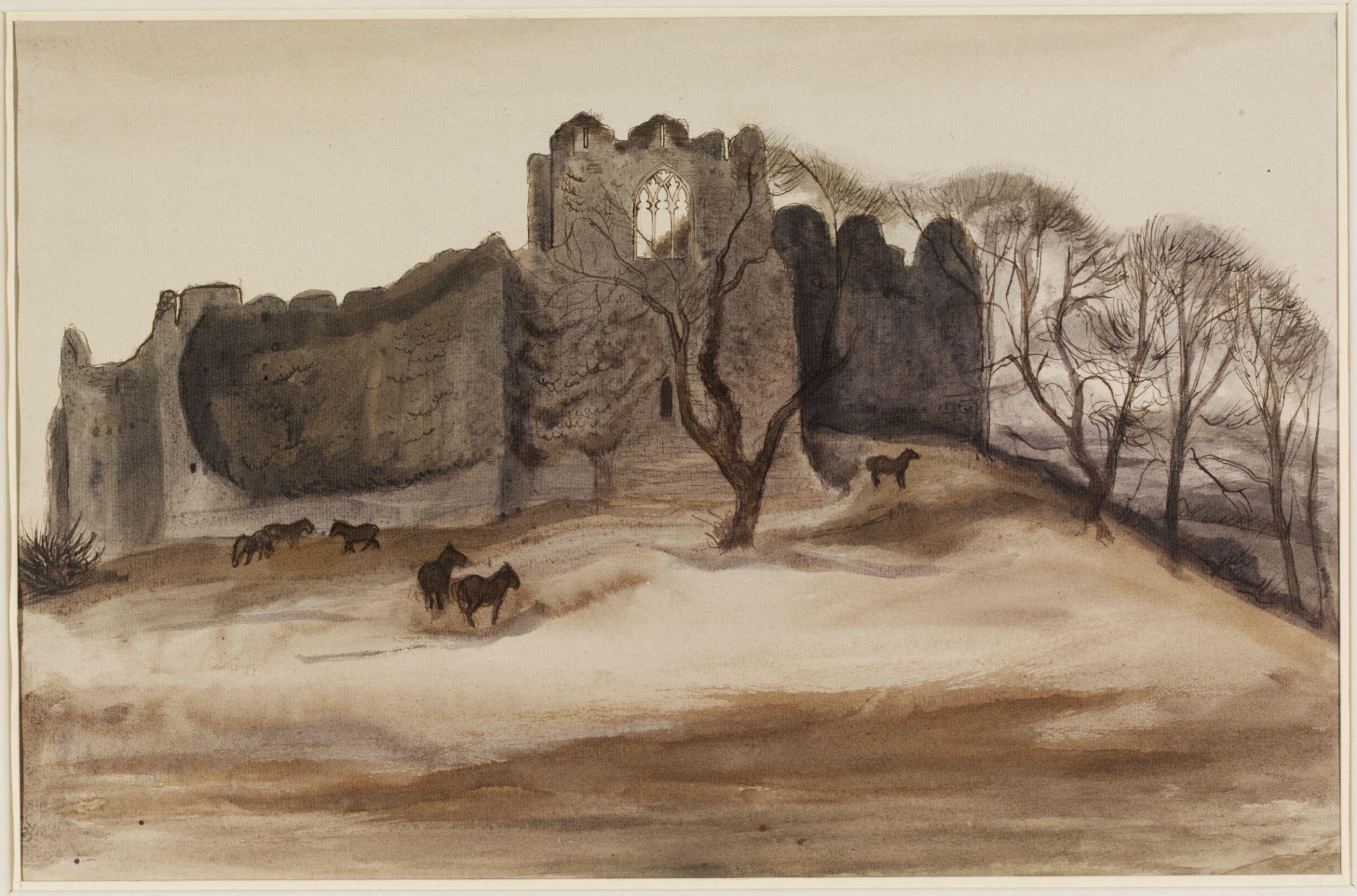 Oystermouth Castle, Gower, Glamorganshire, Mona Moore, ca. 1940