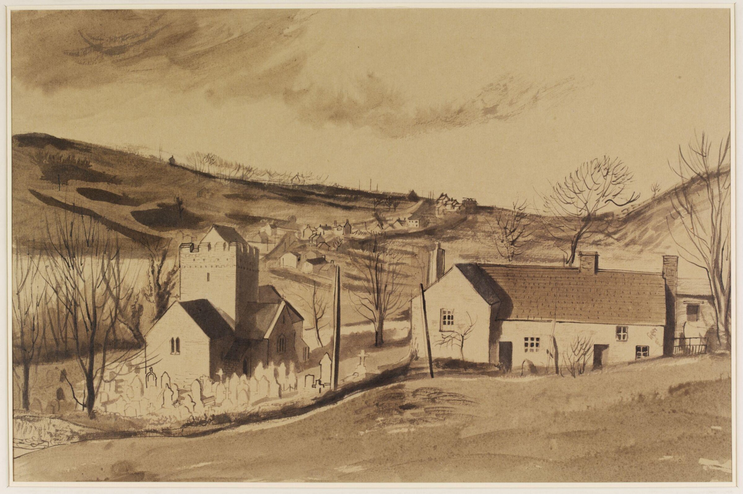 Cheriton Church and Village, Gower, Glamorganshire, Mona Moore, ca. 1940