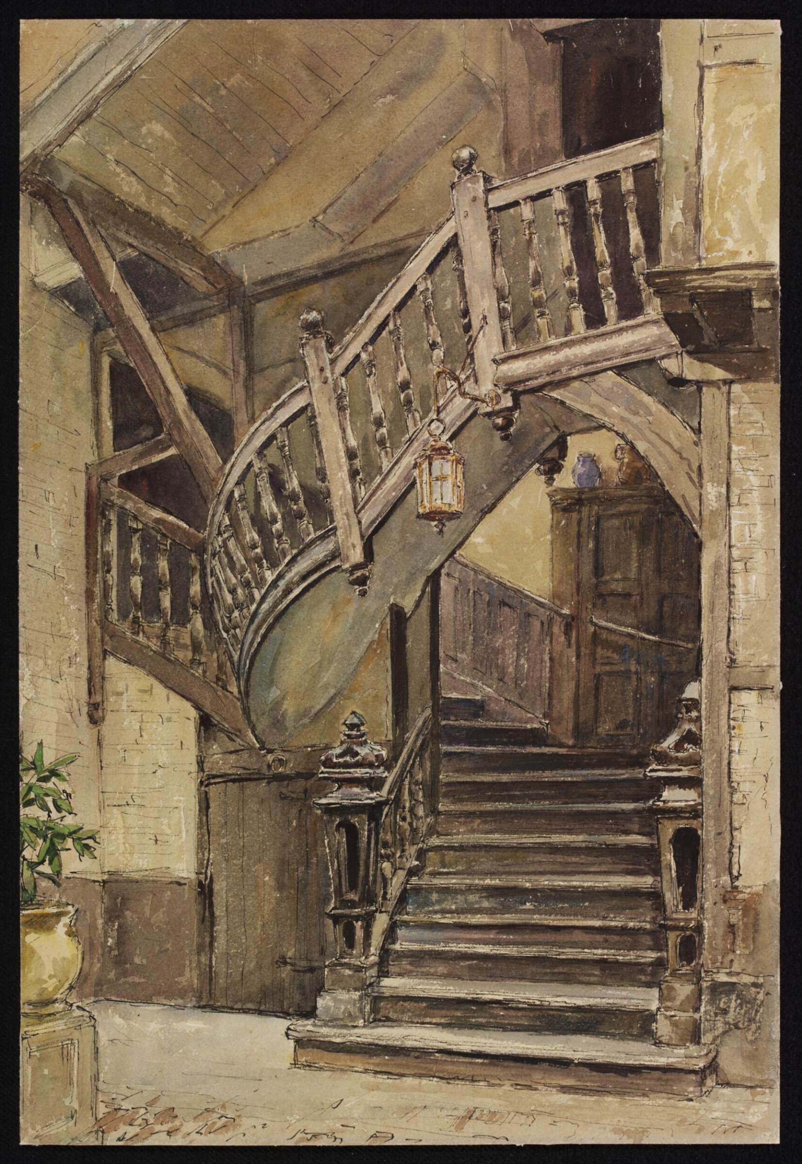 Staircase of a former Inn, "The Plume of Feathers," Queen Street, Salisbury, Merritt, ca. 1942