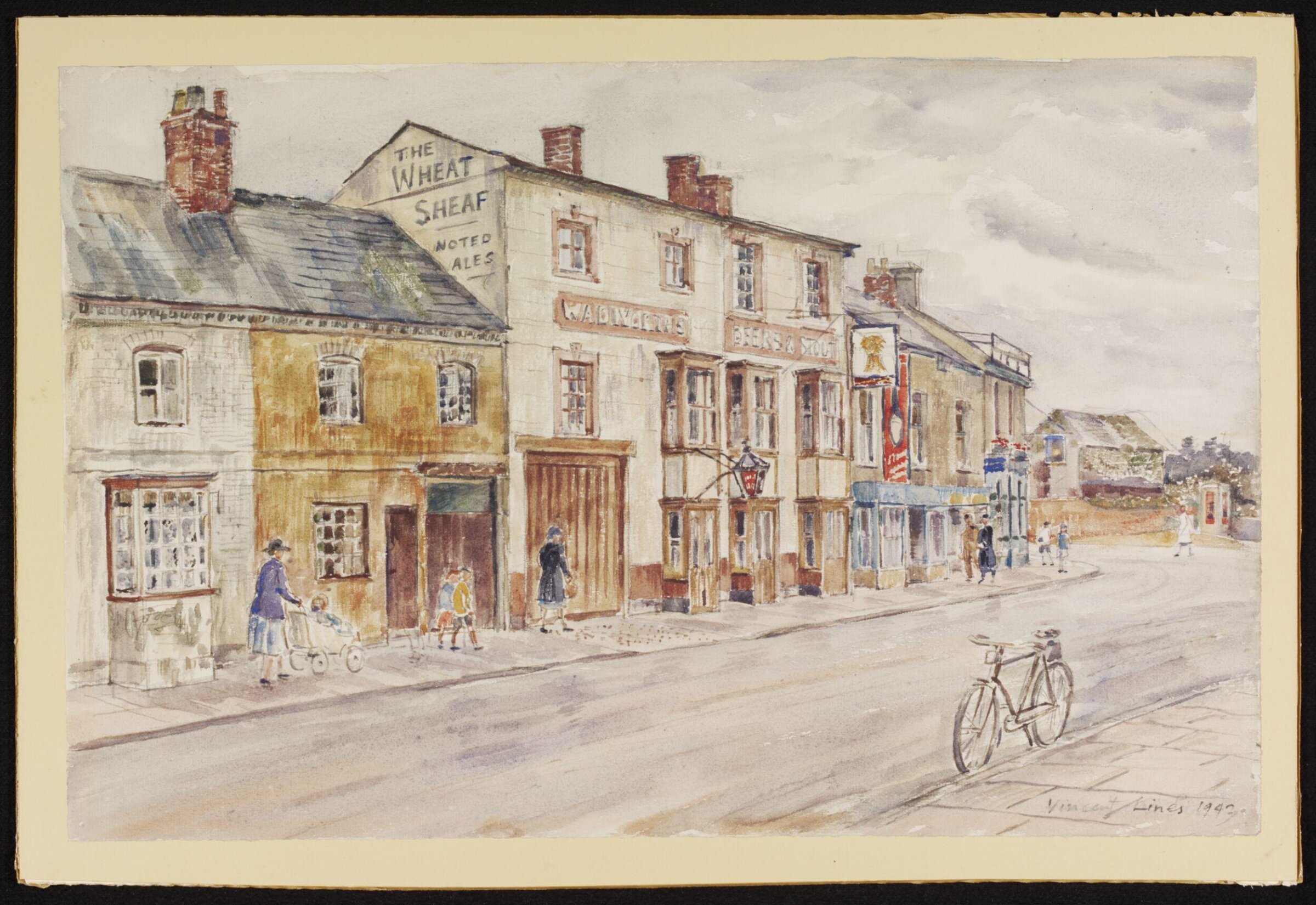 The Wheatsheaf Inn and Cottages, Newport Road, Swindon, Lines, 1942