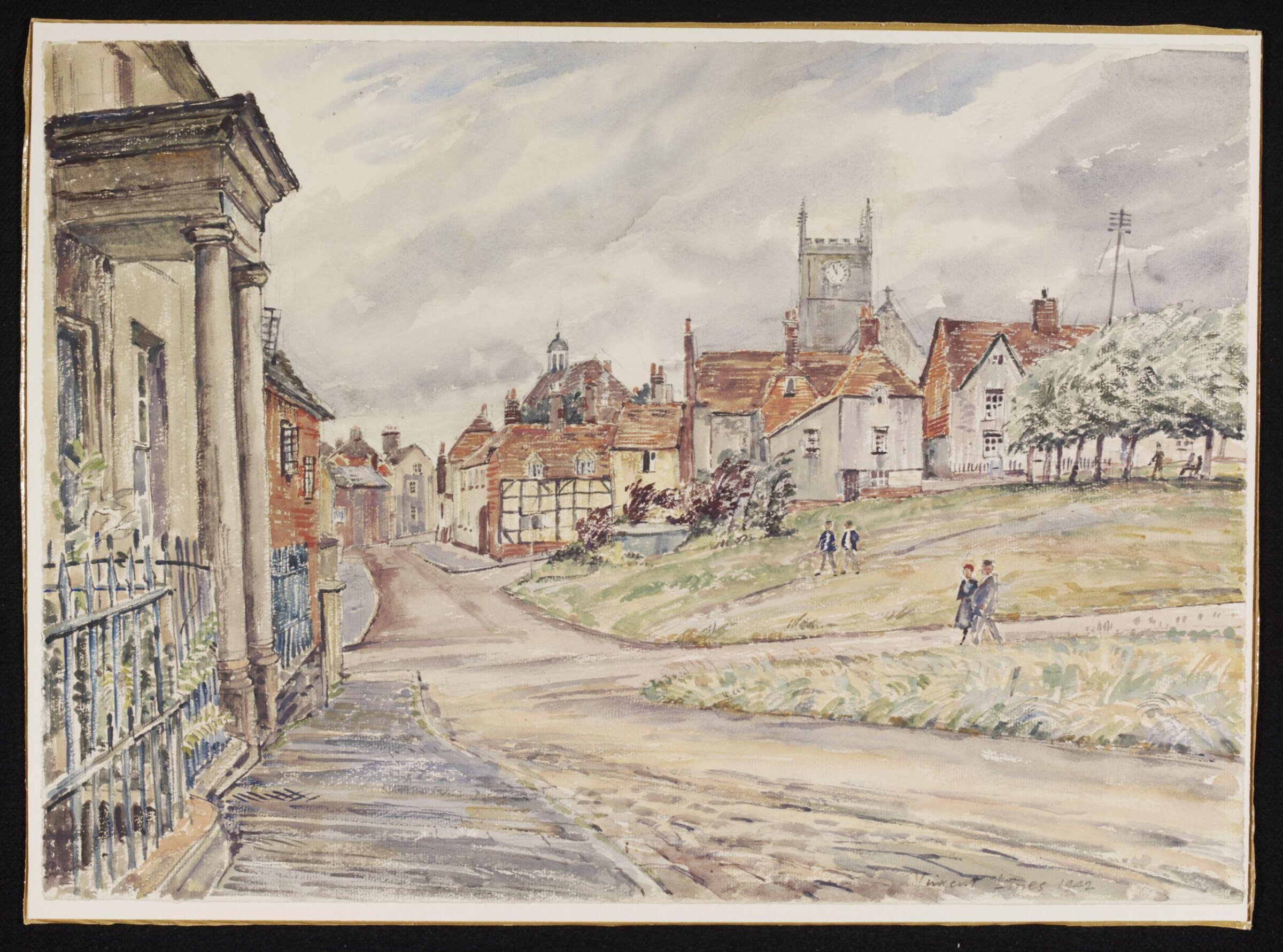 The Green and St.Mary's Church, Marlborough, Lines, 1942