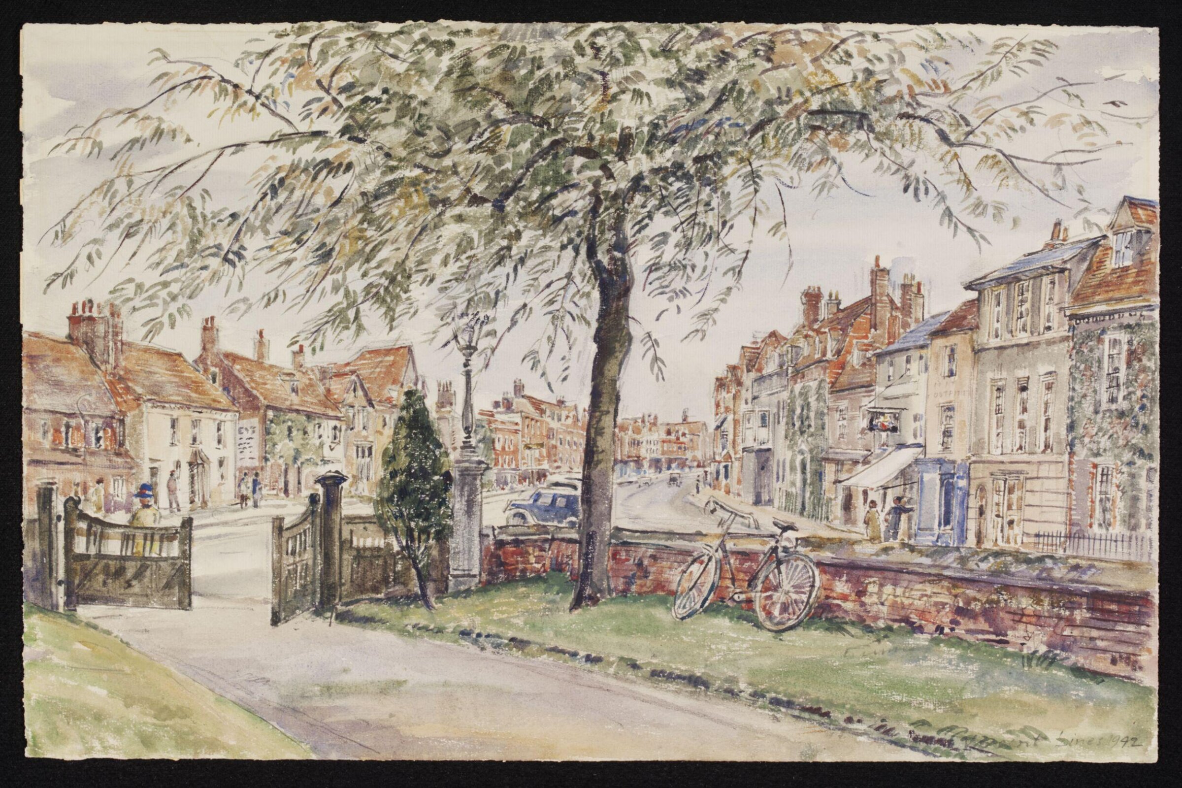 The High Street, Marlborough, from St.Peter's Churchyard, Lines, 1942