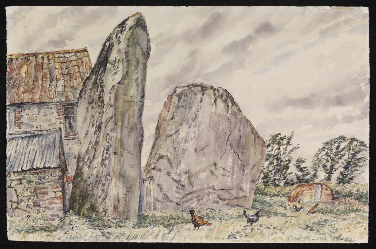 Monoliths in a farmyard, Avebury, Lines, 1942