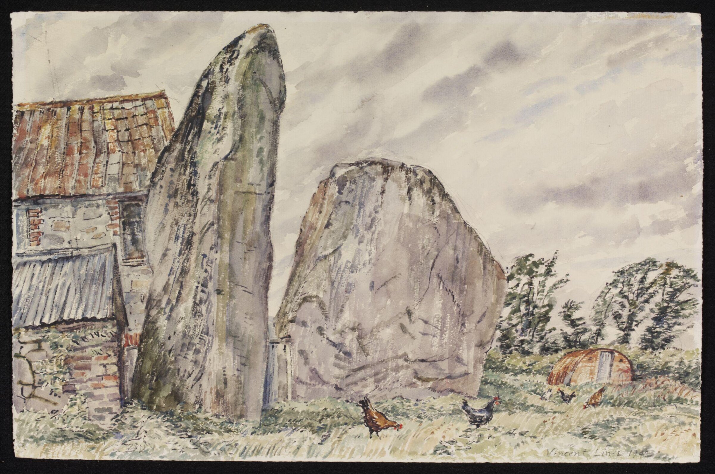 Monoliths in a farmyard, Avebury, Lines, 1942