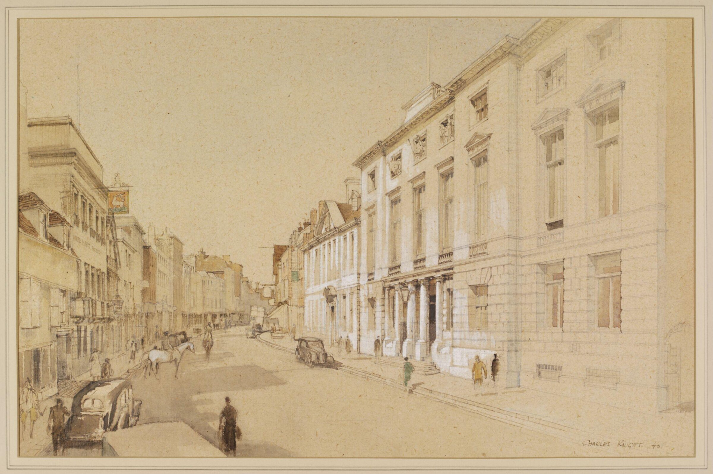 The County Hall and High Street, Lewes, Charles Knight, 1940