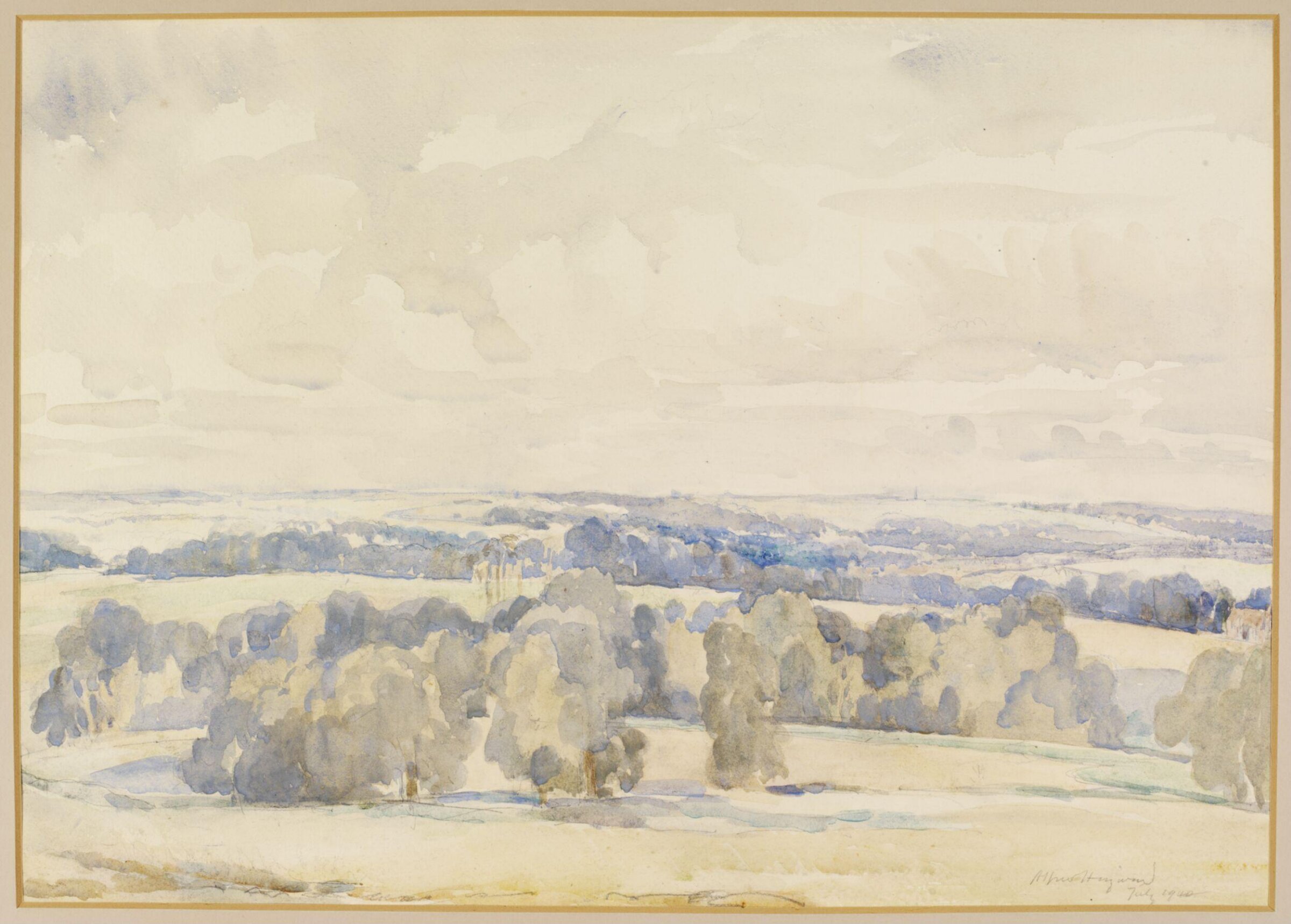 Ashburnham Park; looking into the Weald towards Brightling, Alfred Hayward, July 1940