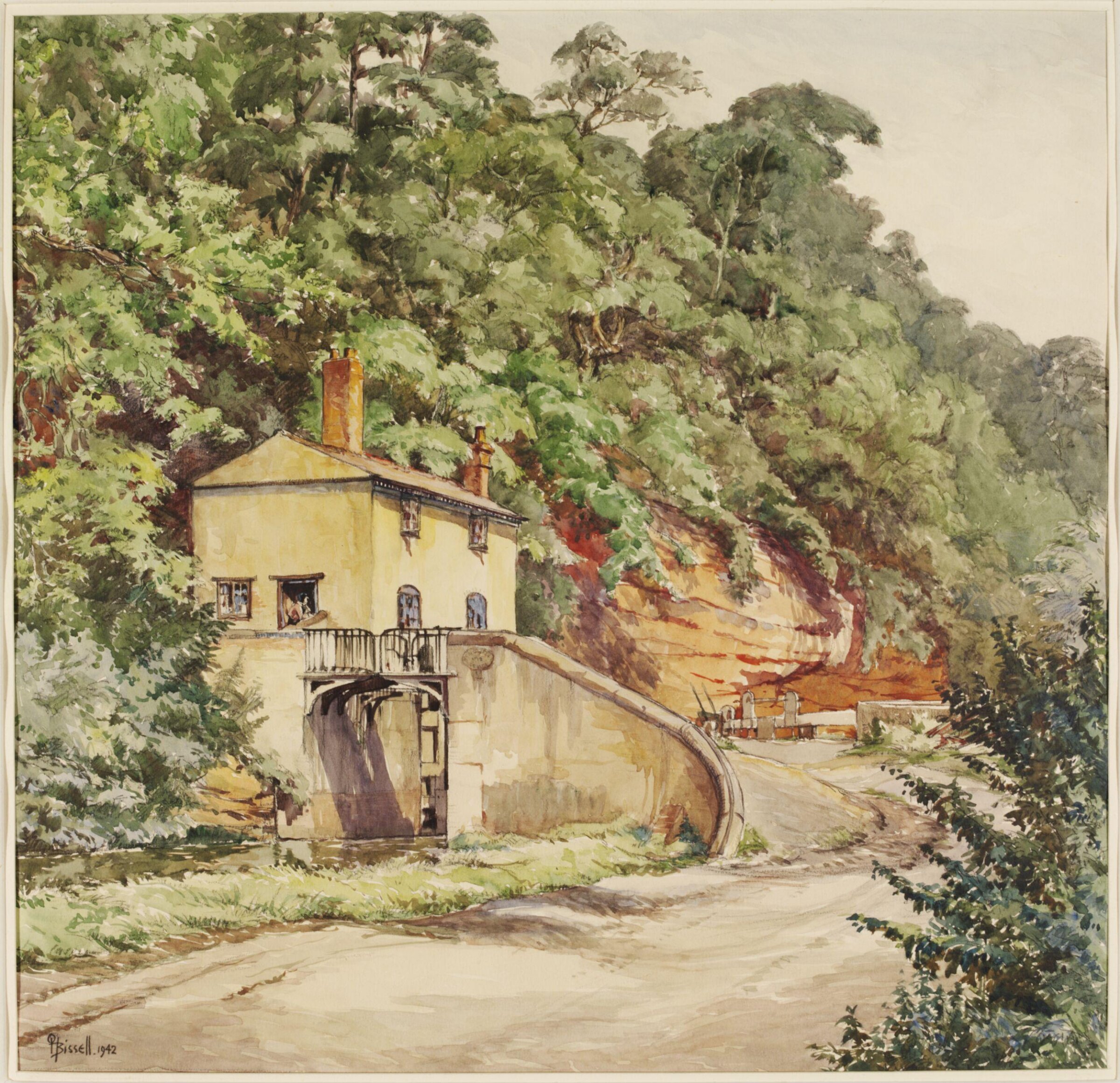 Caldwall Bridge and Lock on the Stafford and Worcester Canal near Kidderminster, Osmond Hick Bissell, 1942