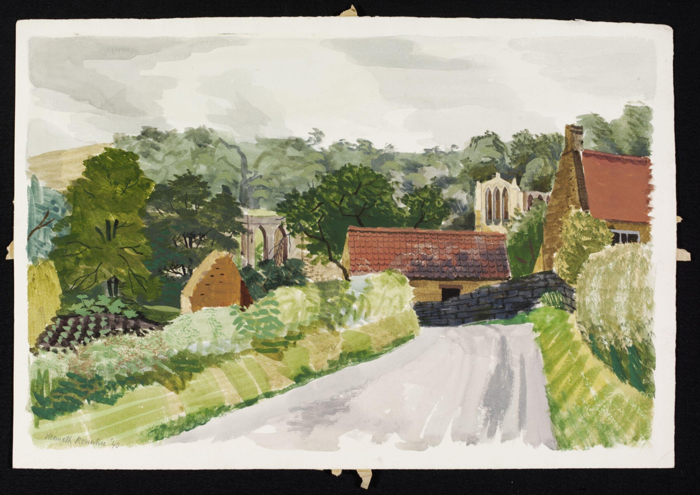 The approach from the Valley, Rievaulx, Rowntree, 1940