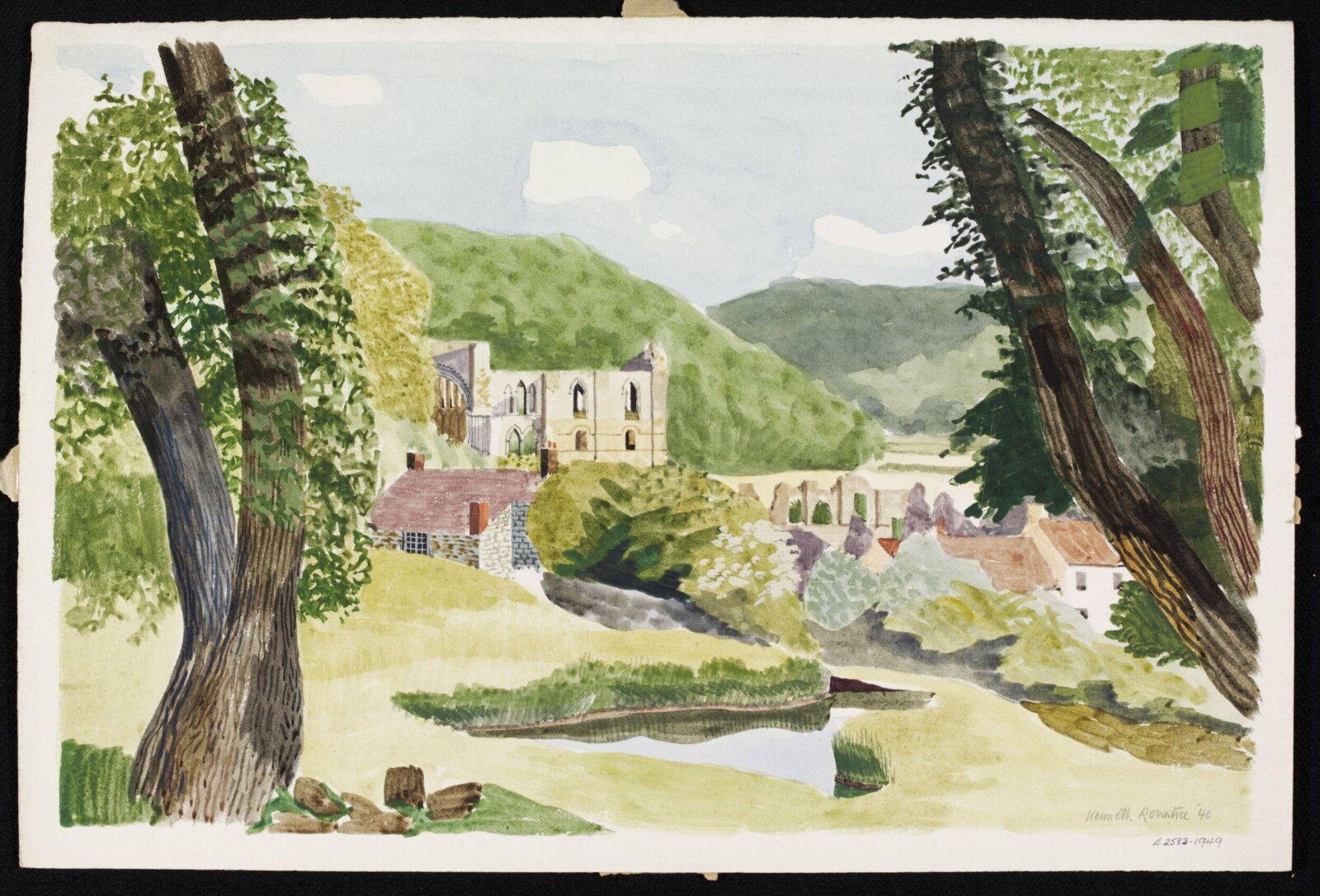 Distant view of Rievaulx Abbey, Rowntree, 1940