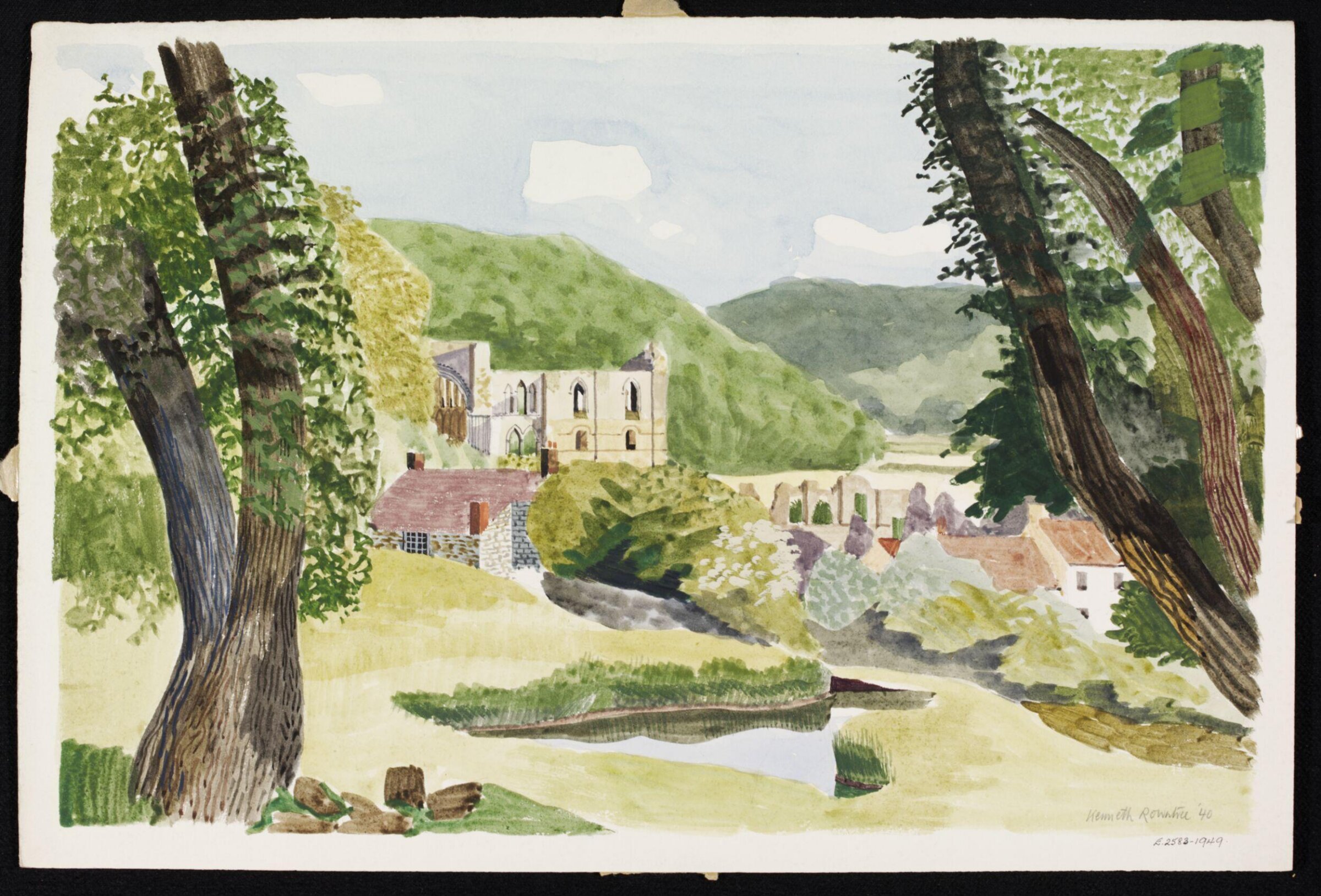 Distant view of Rievaulx Abbey, Rowntree, 1940