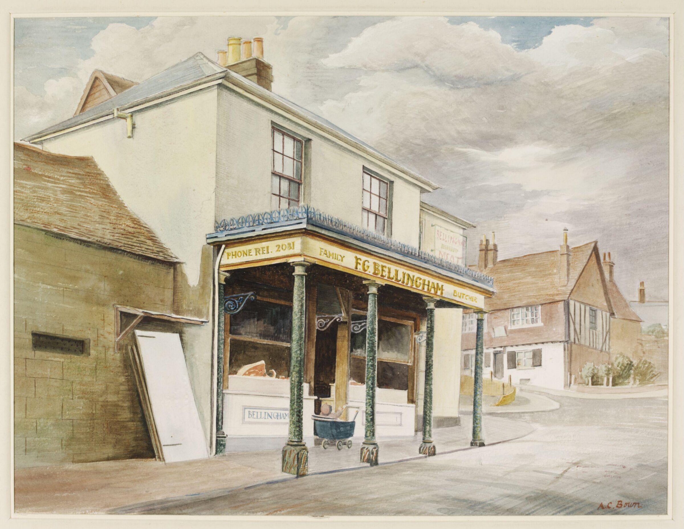 Butcher's Shop, Reigate, Bown, ca. 1940