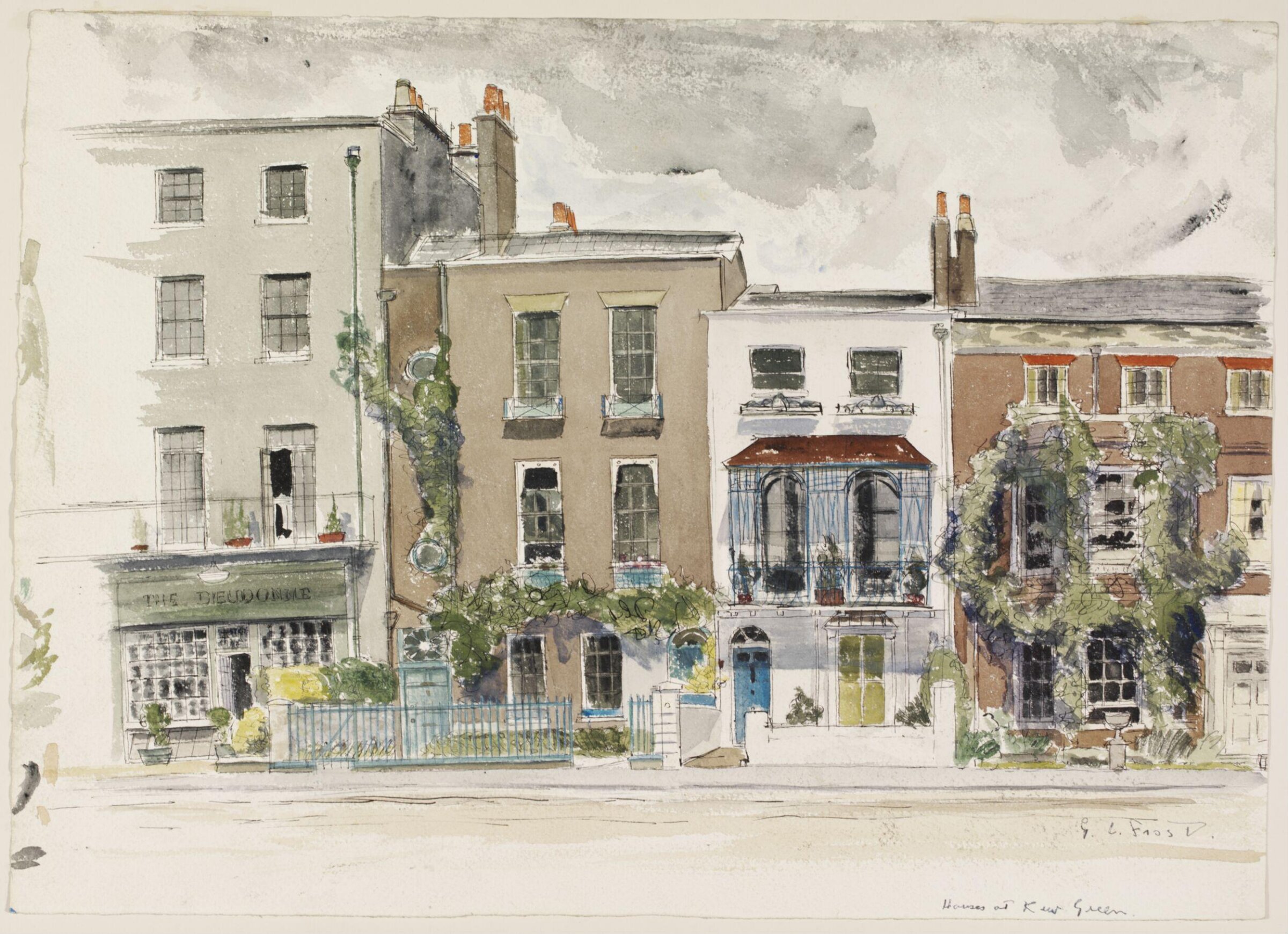 Houses on the Green, Kew, Frost, ca. 1940