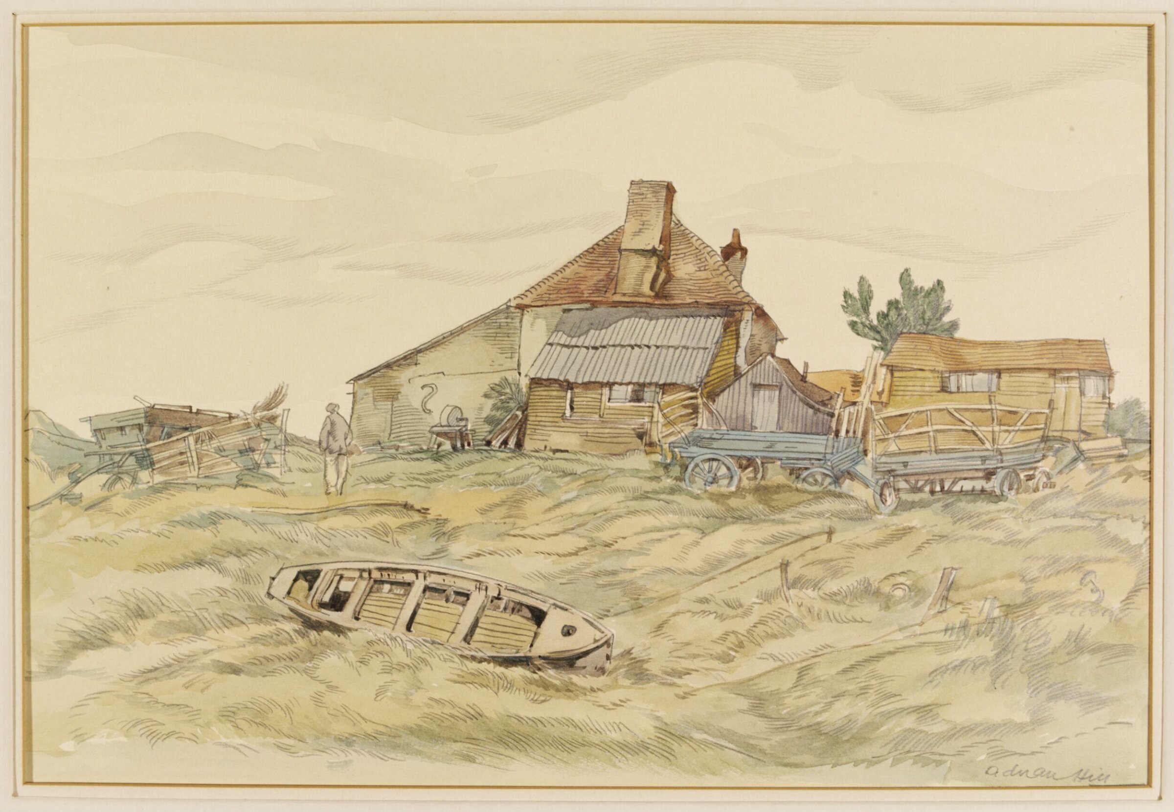 Old Cottages on the Marshes, Winchelsea, Hill, ca. 1940