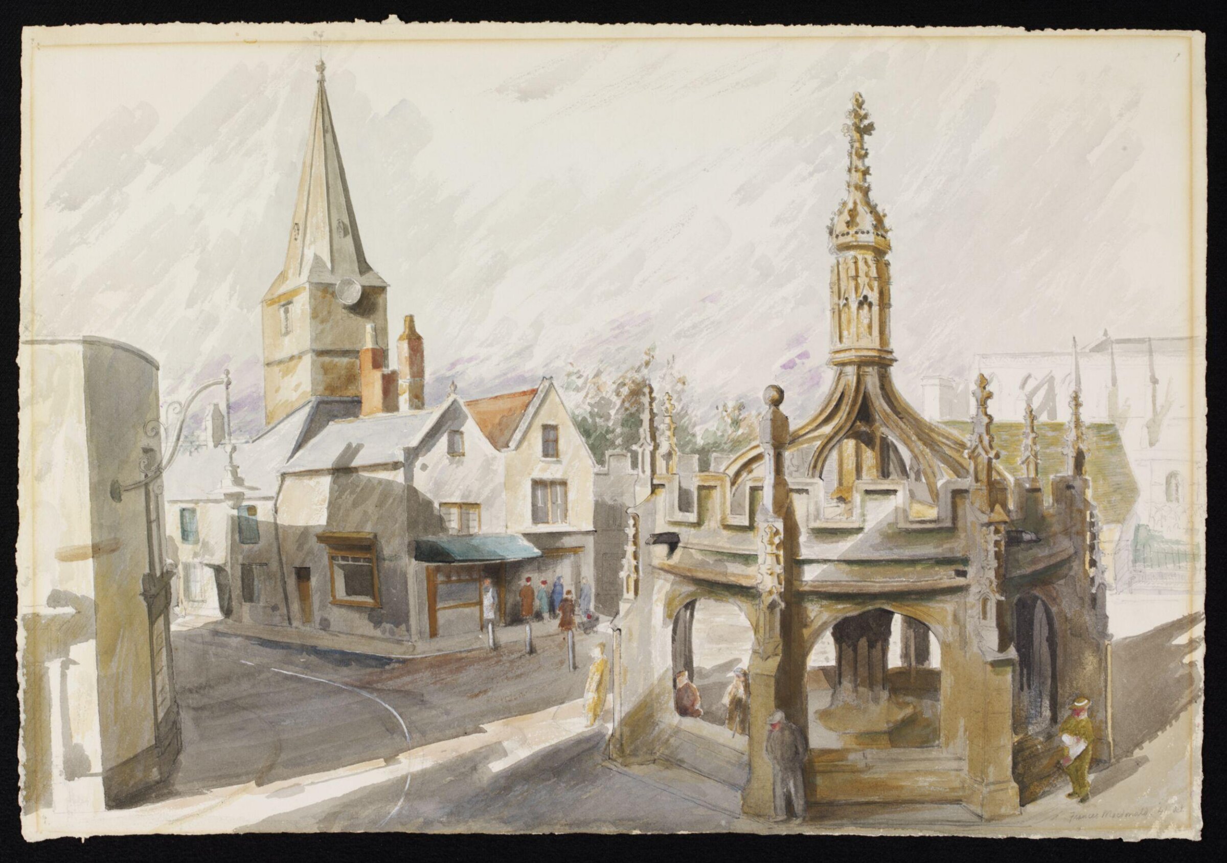 Market Cross, Malmesbury, Frances Macdonald, October 1941