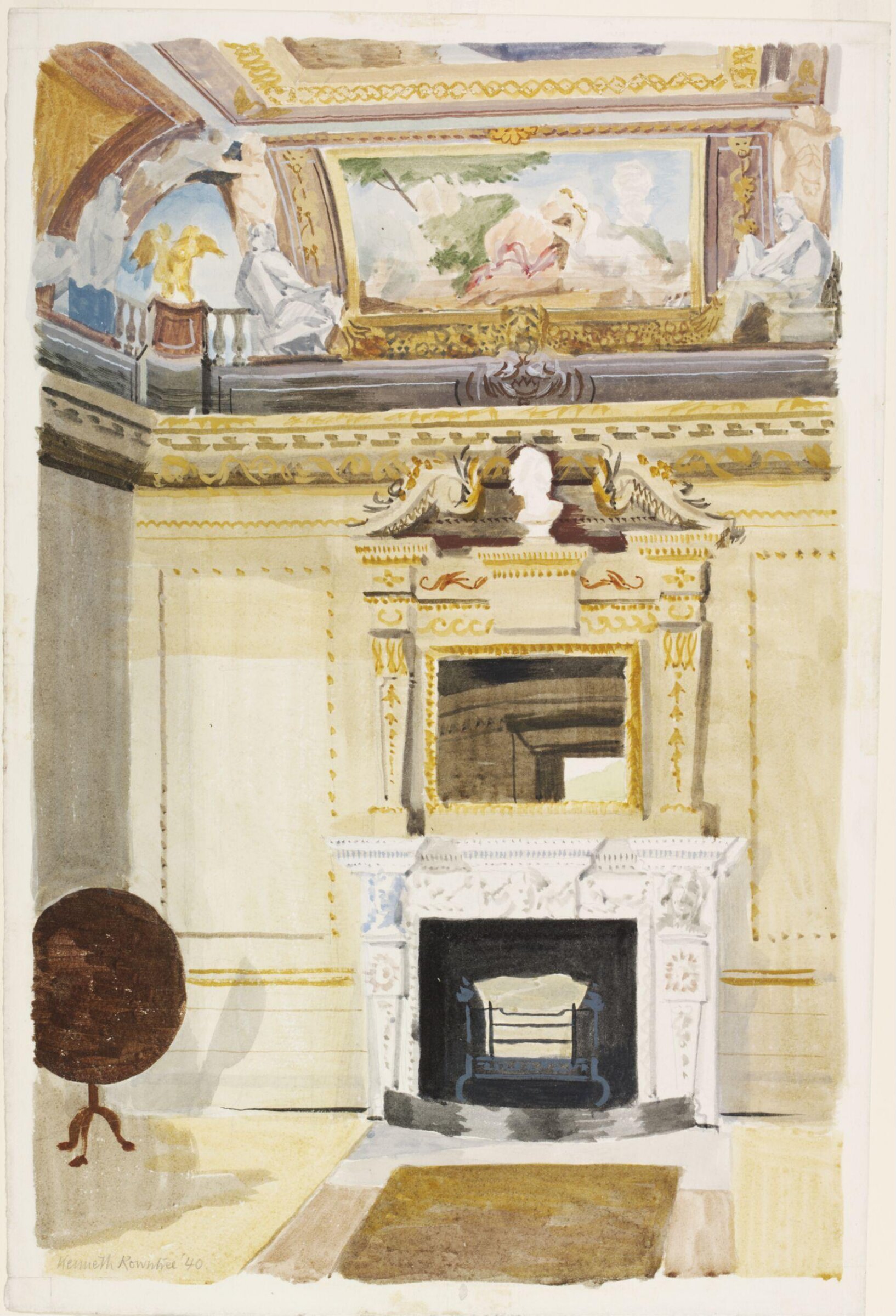 Interior of The Temple, Rievaulx Terrace, Yorkshire, Kenneth Rowntree, 1940
