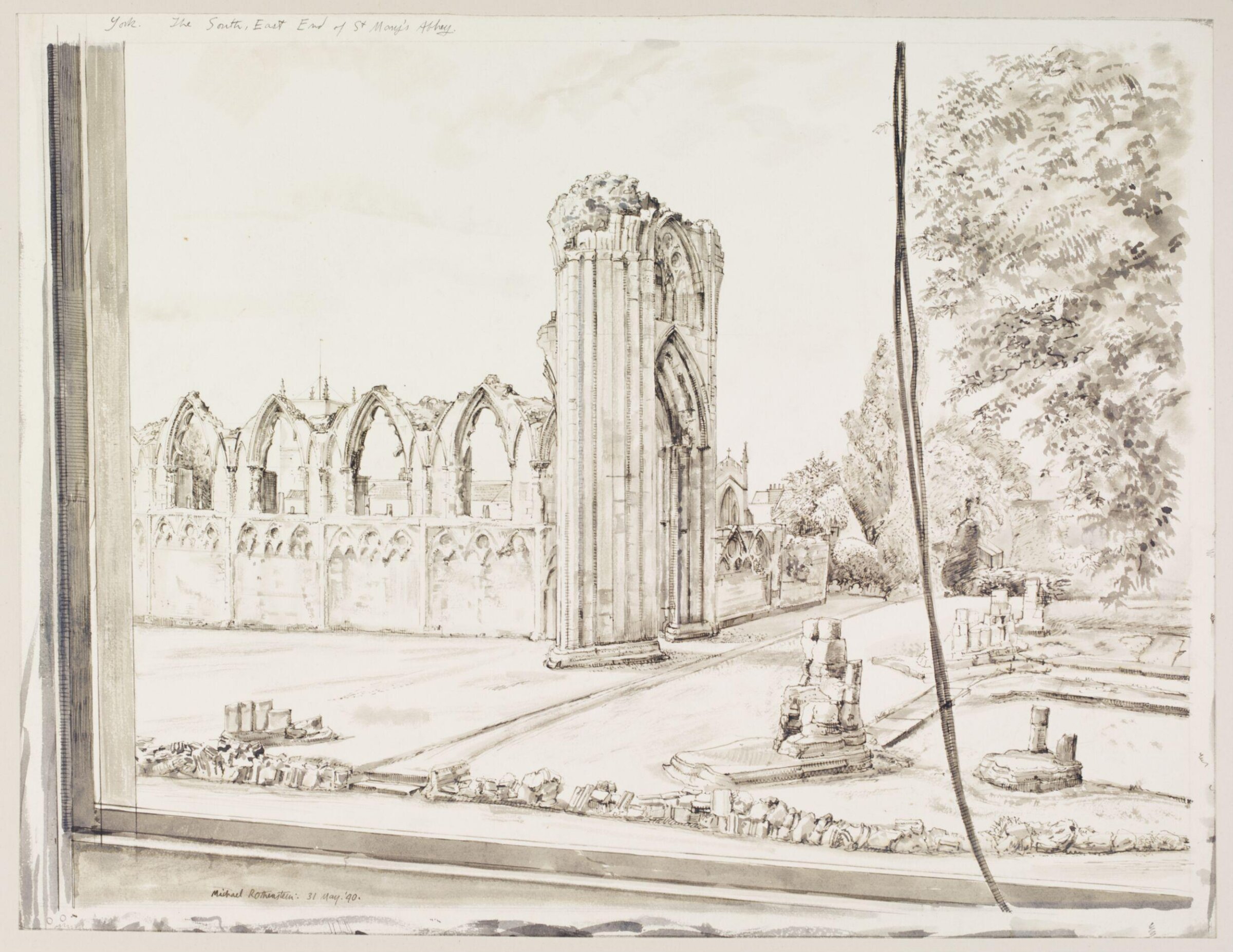 The South East End of St. Mary's Abbey, York, Michael Rothenstein, 31 May 1940