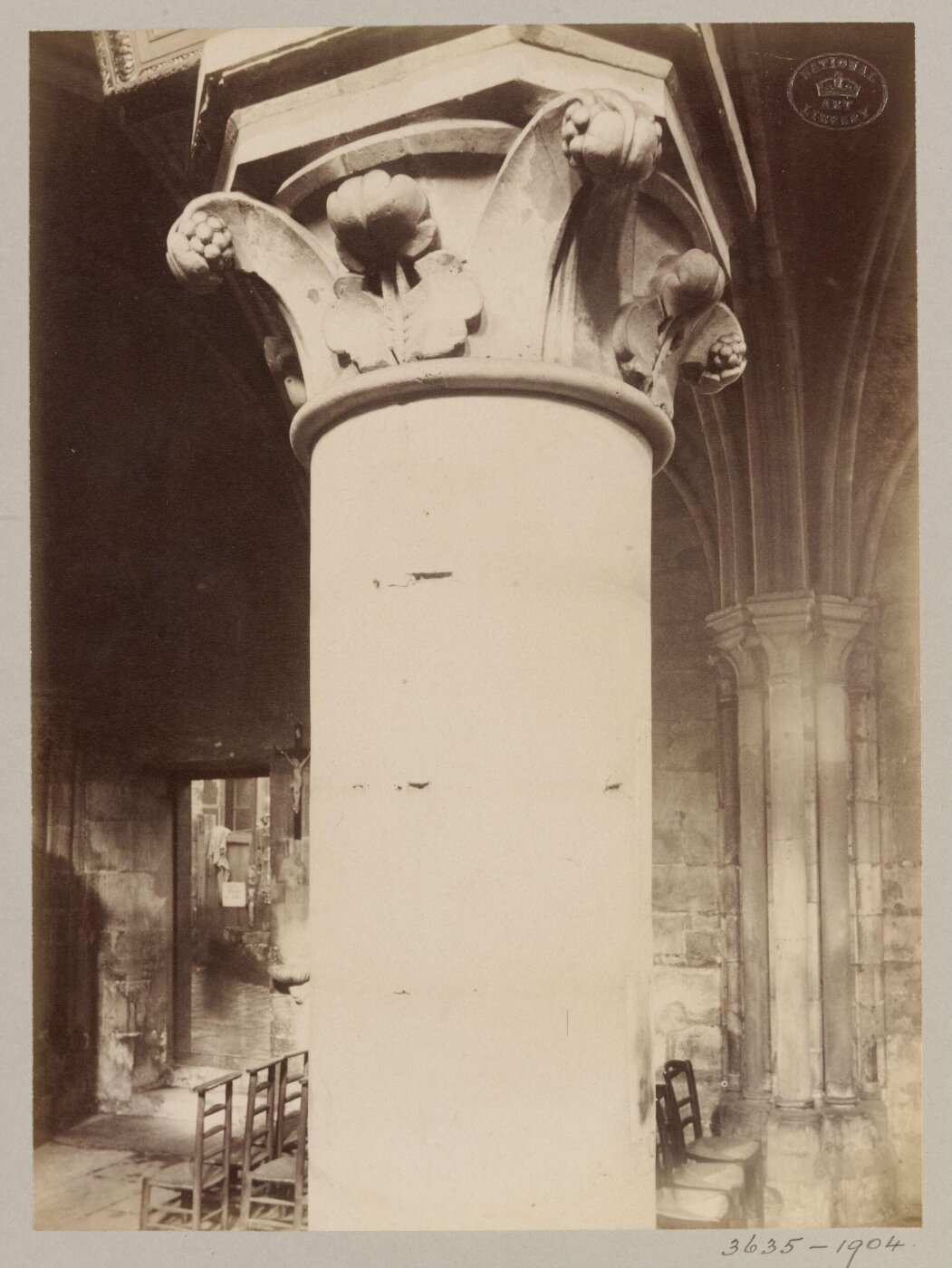 Atget, Jean-Eugène-Auguste, Capital & Column, Church of St Julien, Paris, France