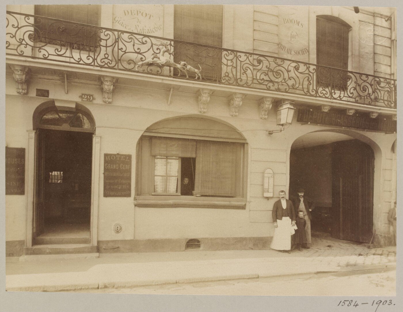 Atget, Jean-Eugène-Auguste, Sign & Balcony of a Shop, Paris, France