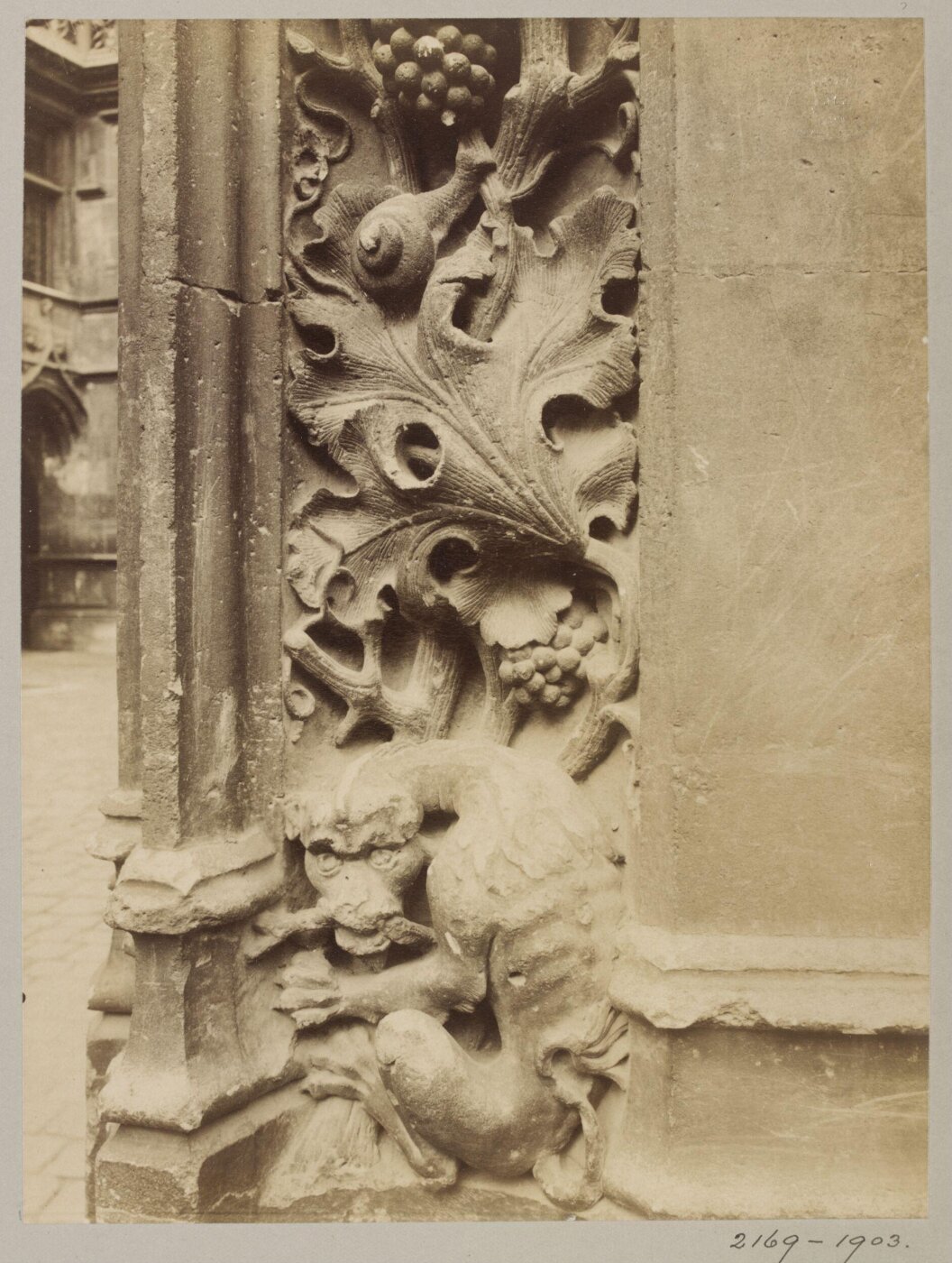 Atget, Jean-Eugène-Auguste, Detail of door ornament, Paris, France