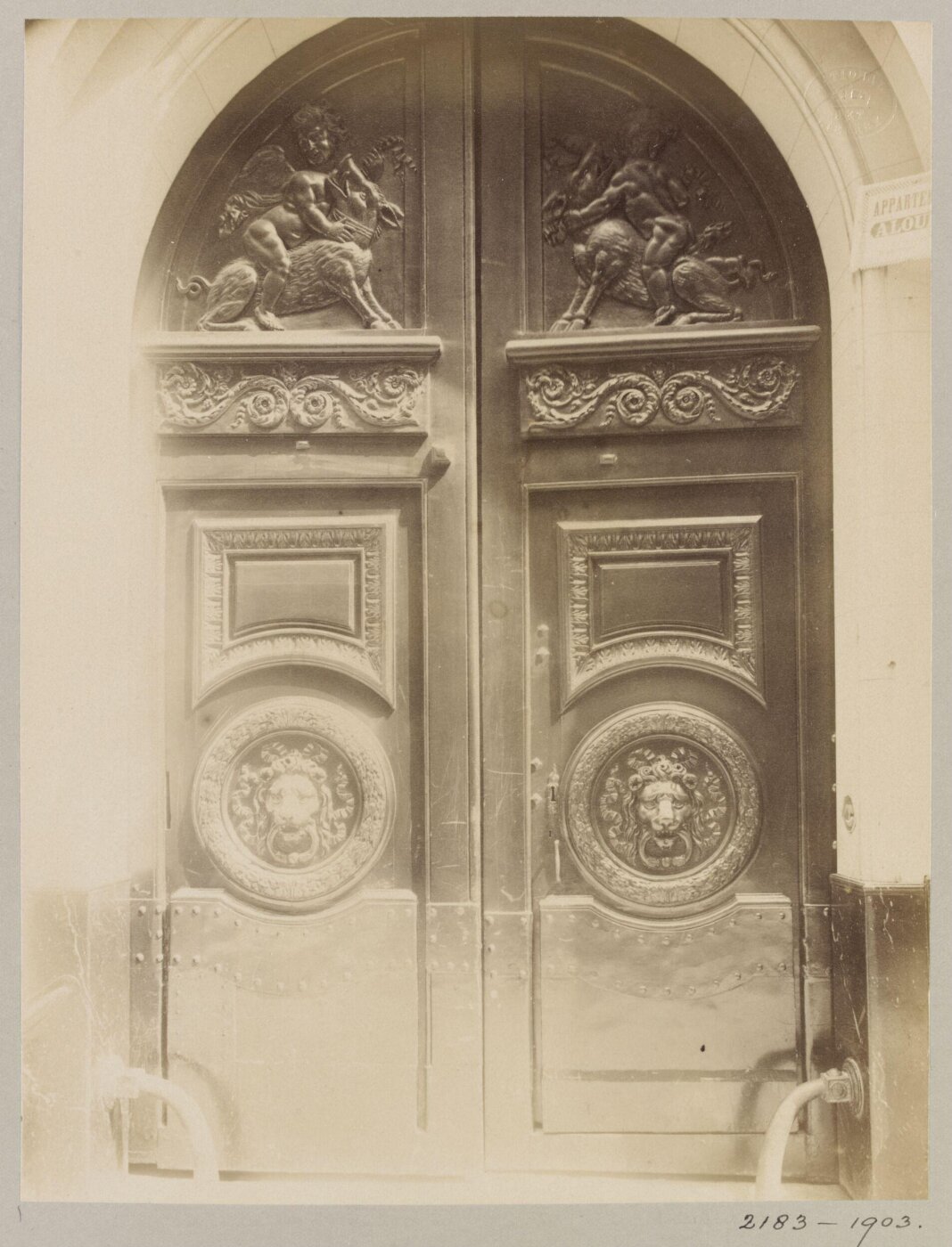 Atget, Jean-Eugène-Auguste, Doorway, Hotel Desmarais, Paris, France