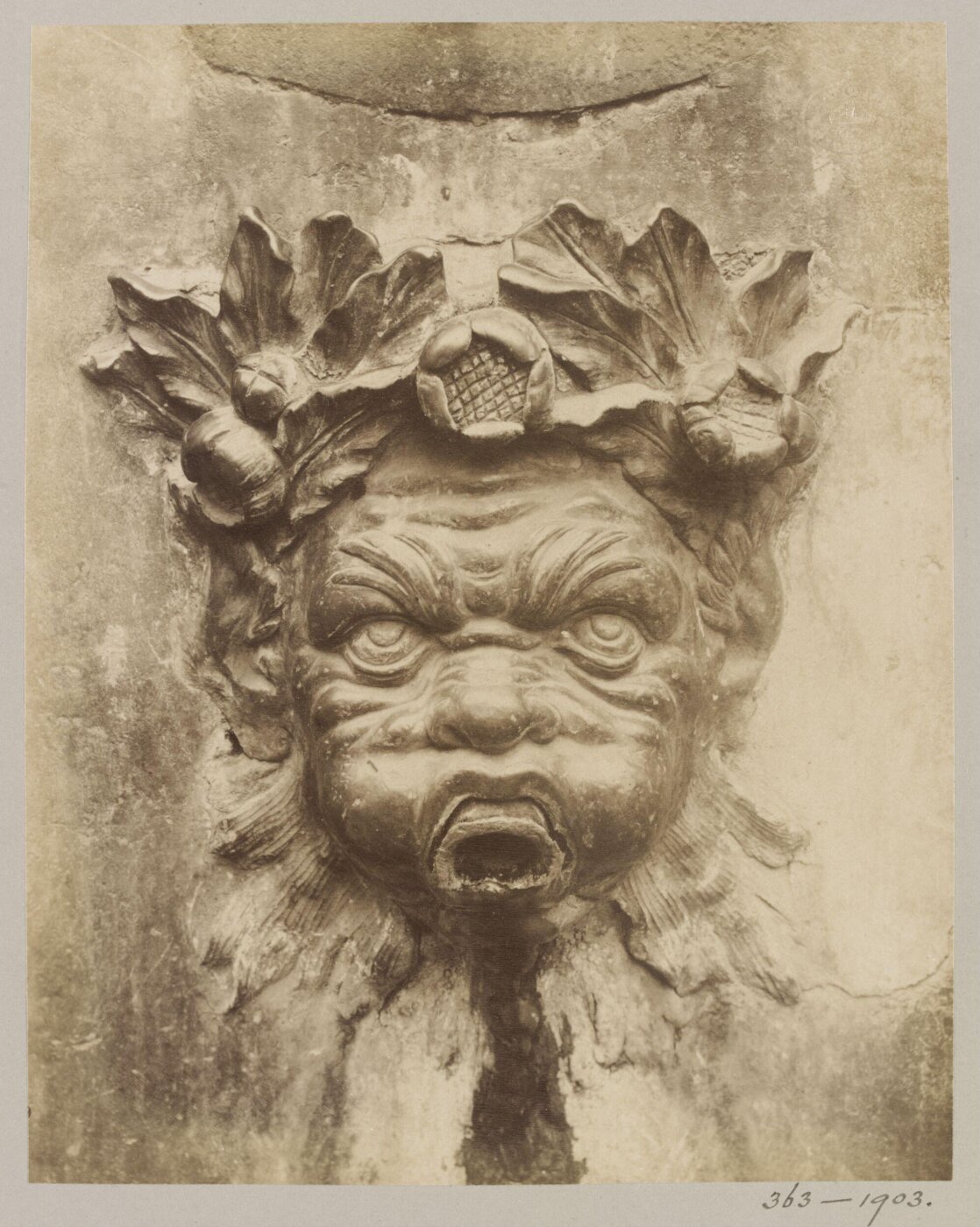 Atget, Jean-Eugène-Auguste, Detail of a Fountain Head, Paris, France