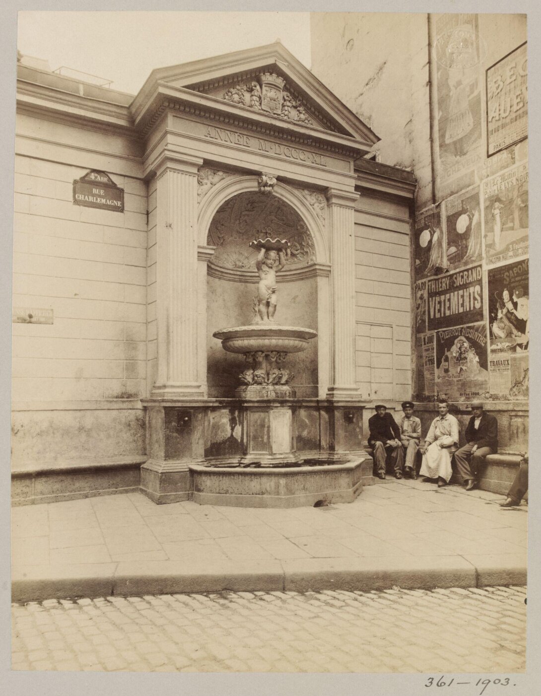 Atget, Jean-Eugène-Auguste, Fountain, Rue Charlemagne, Paris, France