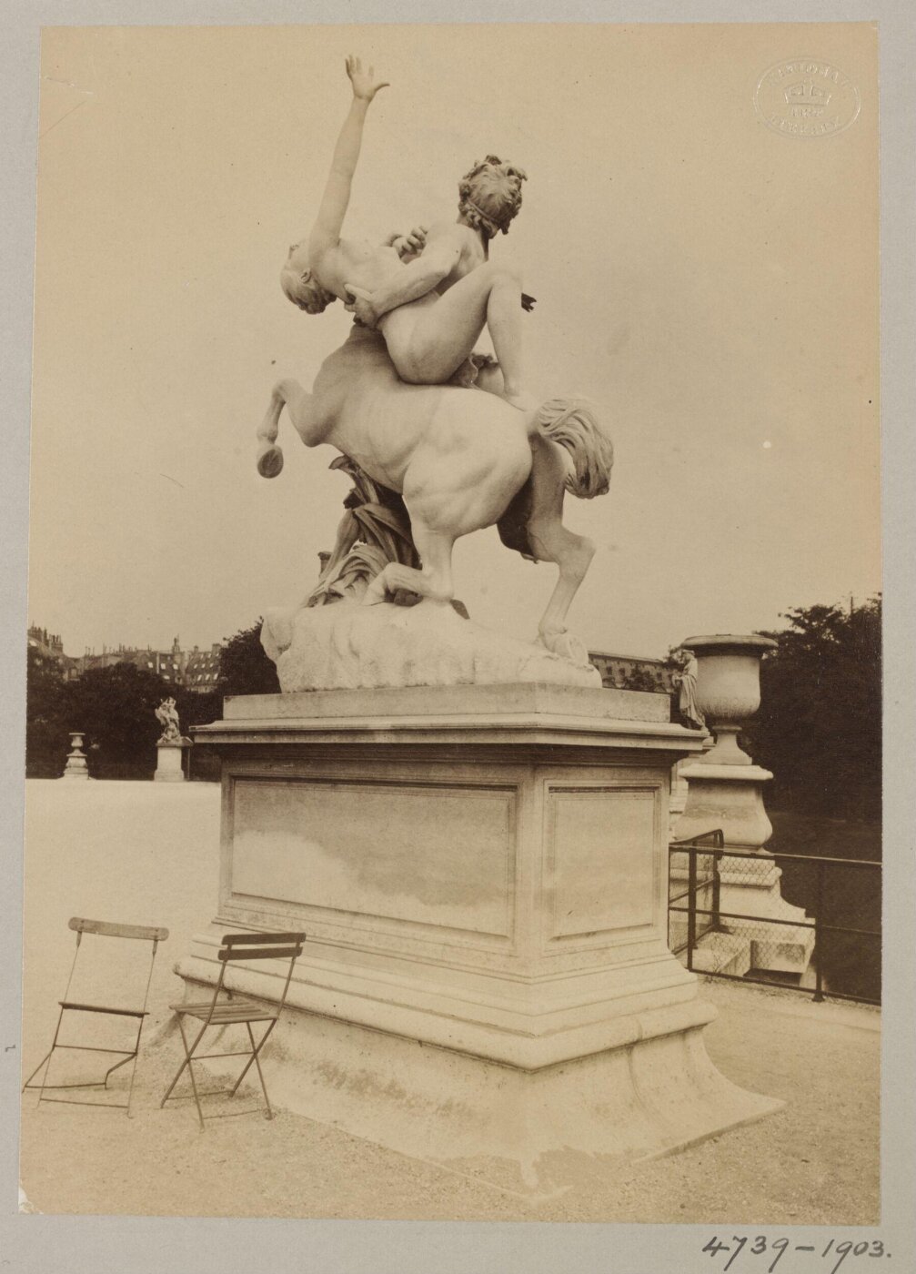 Atget, Jean-Eugène-Auguste, Marble Group, Rape of Deianira, Paris, France
