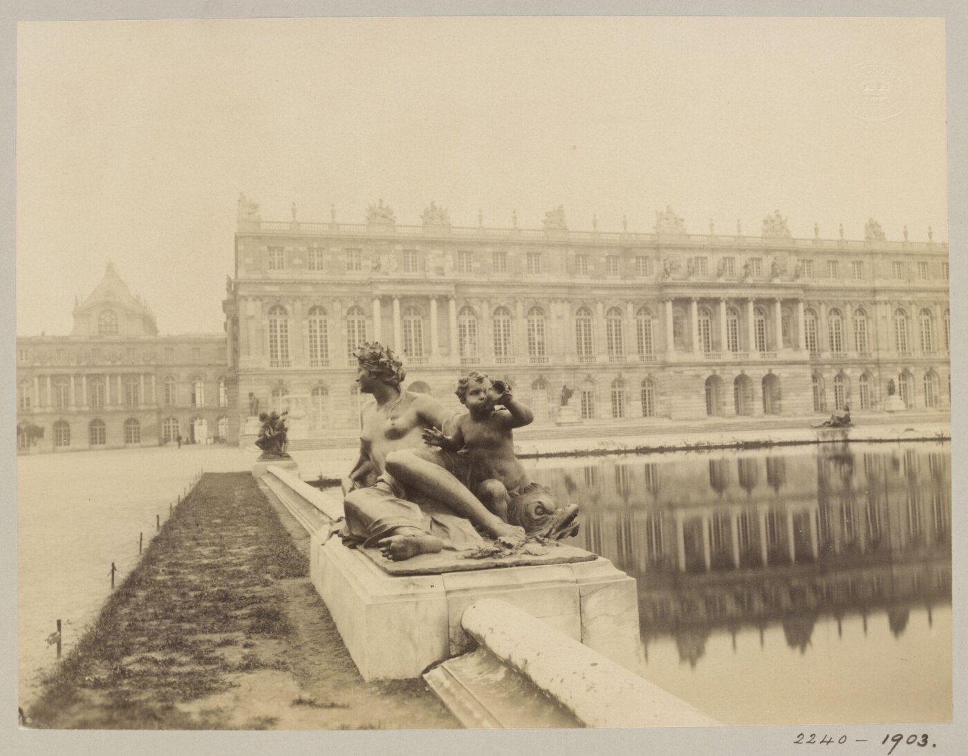 Atget, Jean-Eugène-Auguste, View of Palace & Sculpture, Versailles, France