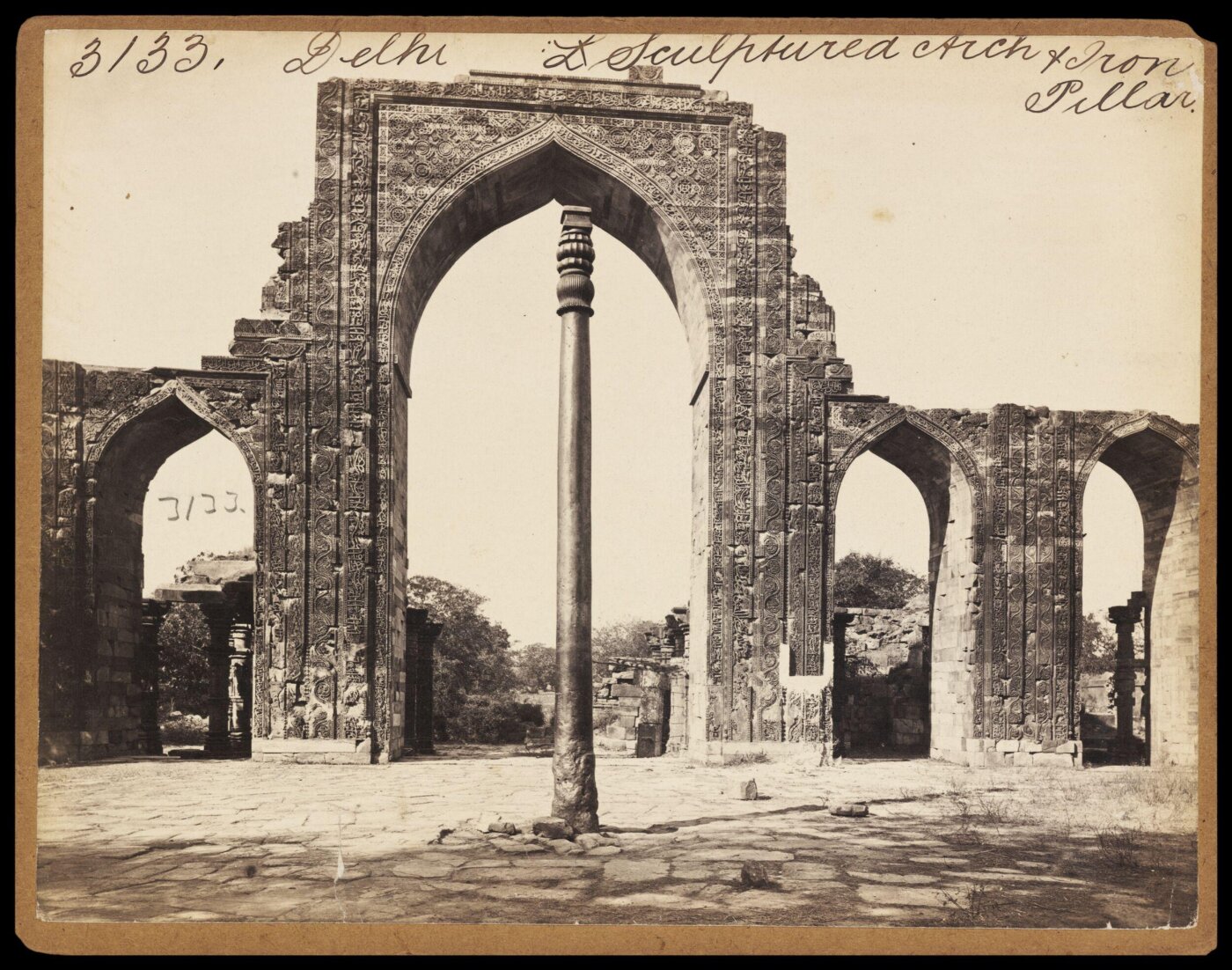 Francis Frith, Delhi.  Sculptured Arch & Iron Pillar