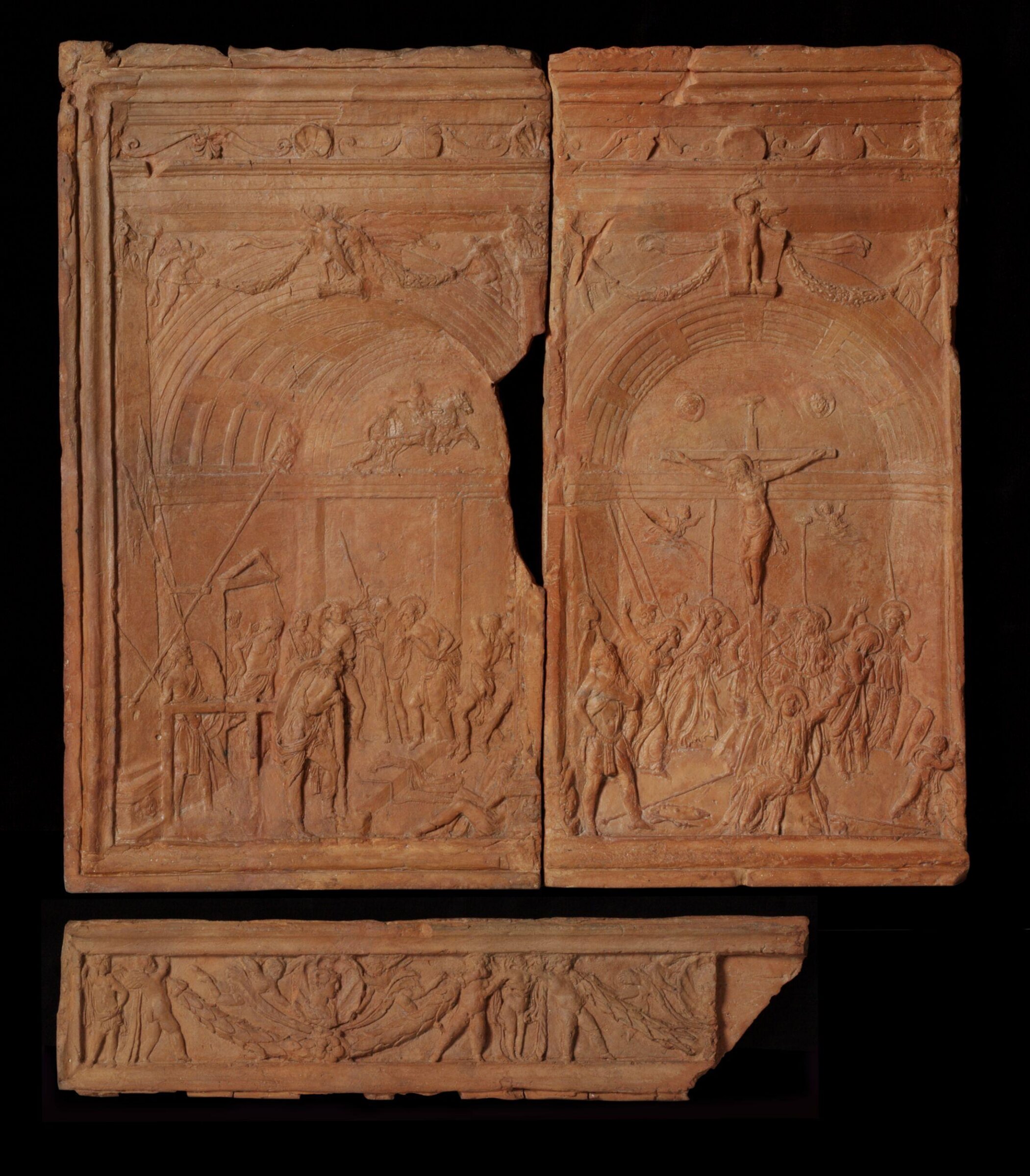 Flagellation, Crucifixion and Predella (Forzori Altar), Donatello, ca. 1450