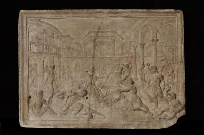 A Scene of Conflict between Men and Women (Lycurgus and the Maenads?), Francesco di Giorgio Martini, ca. 1474-1480