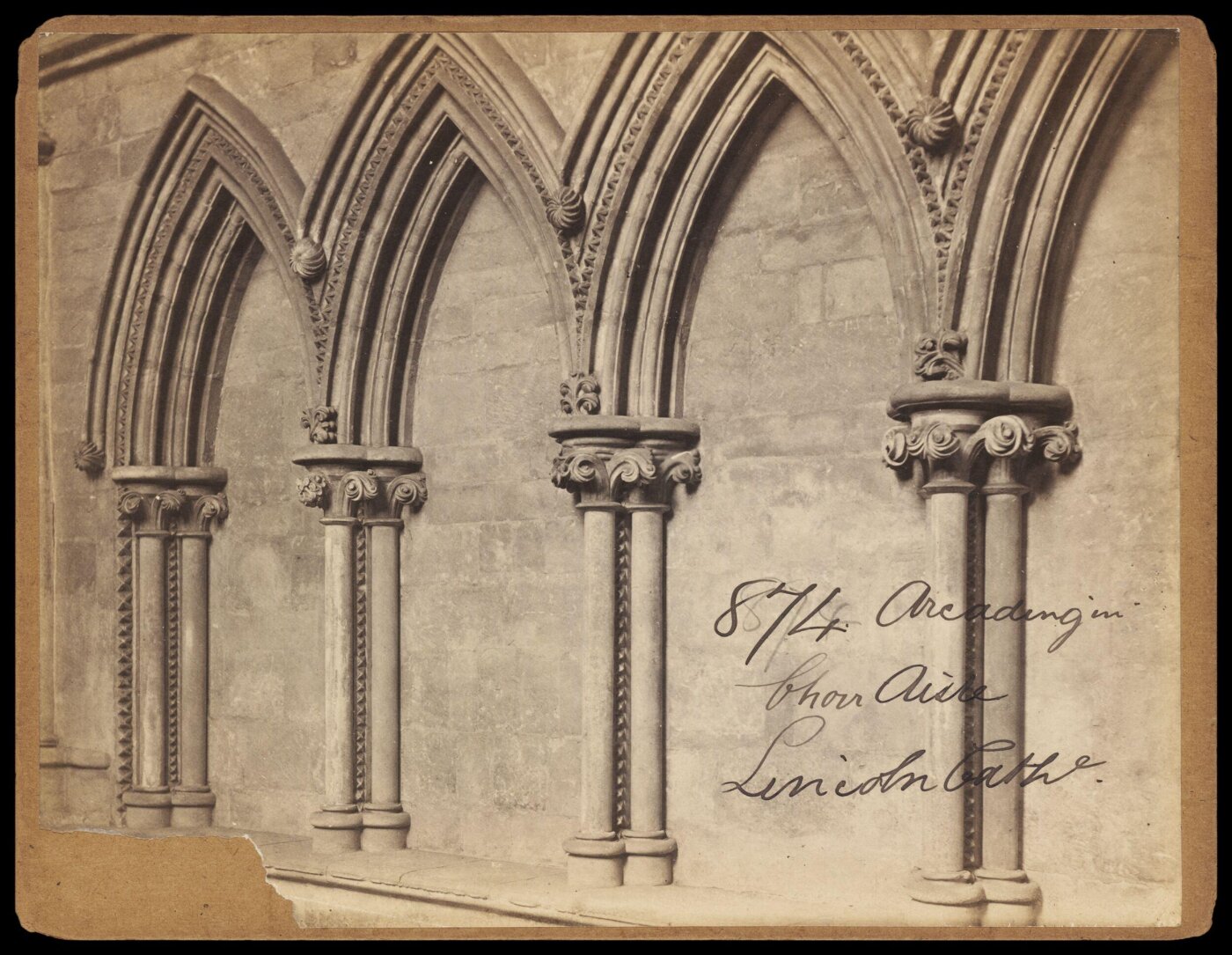 Francis Frith, Arcading in Choir Aisle.  Lincoln Cath'l