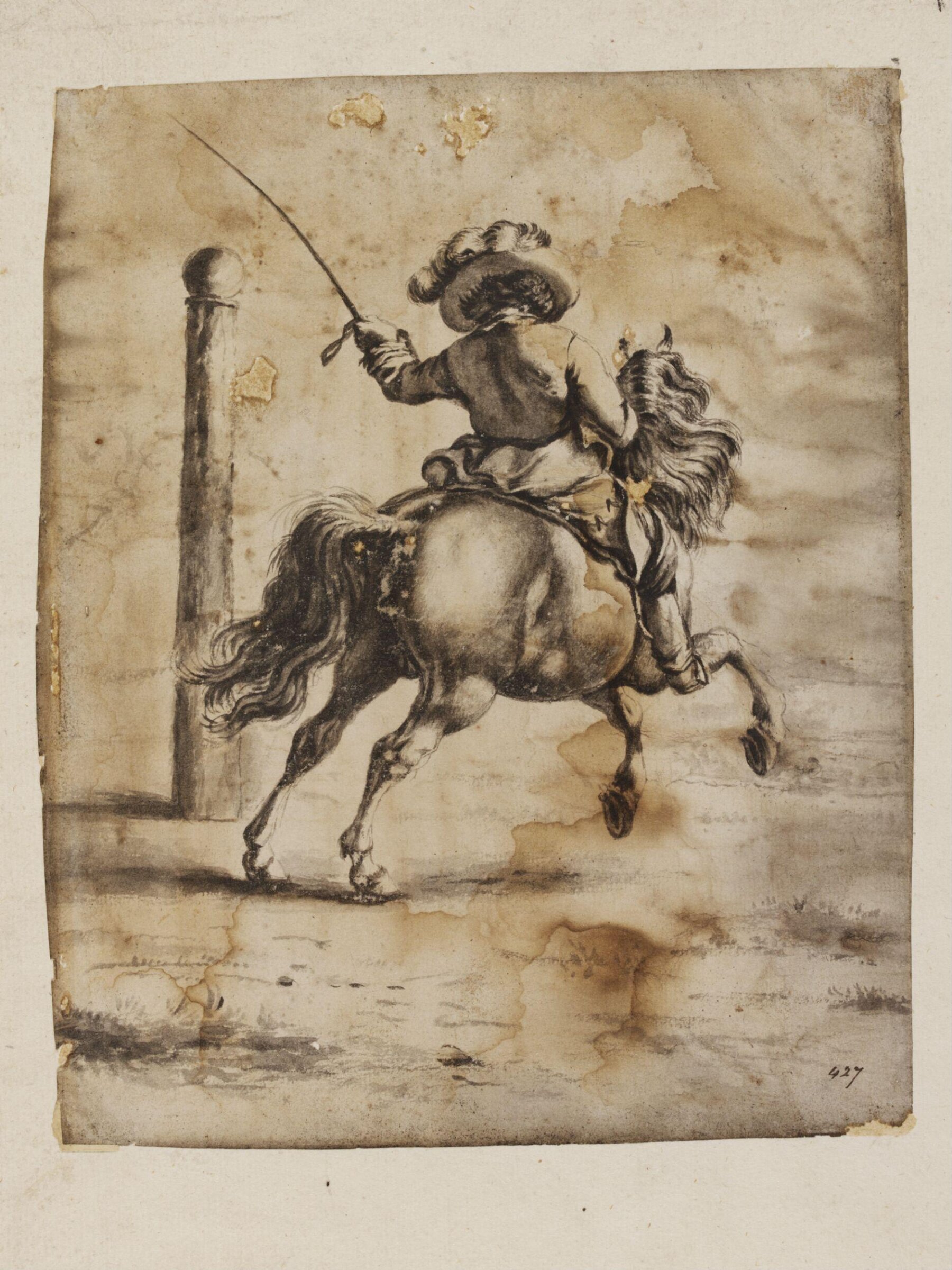 Horseman Riding a <i>Volte</i> (after Philips Wouwerman), Johannes Visscher, 17th century