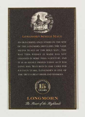 Proof of label for Longmorn Whisky