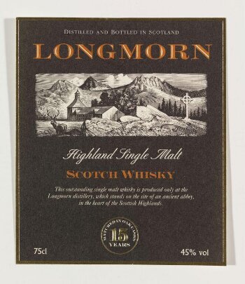 Proof of label for Longmorn Whisky