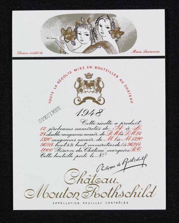 Wine bottle label for Chateau Mouton Rothschild | Laurencin, Marie | V ...