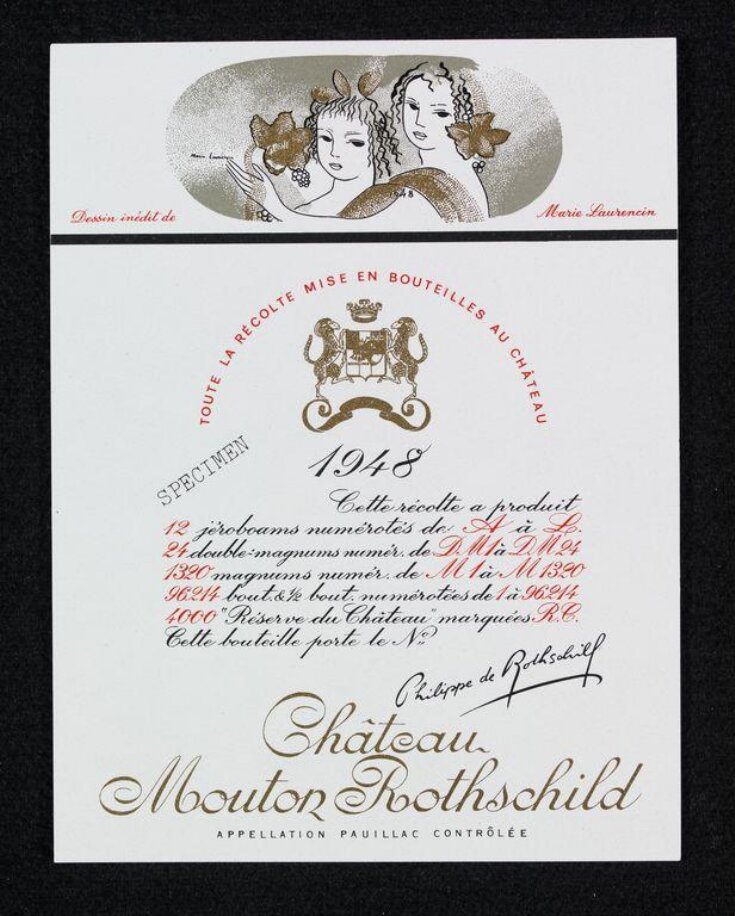 Wine bottle label for Chateau Mouton Rothschild top image