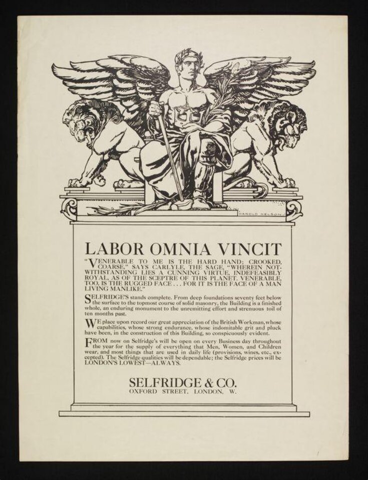 Labor Omnia Vincit, Selfridge & Co. top image