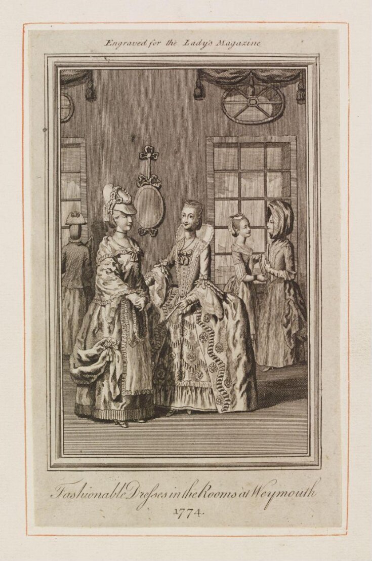 Fashionable Dresses in the Rooms in Weymouth 1774 top image