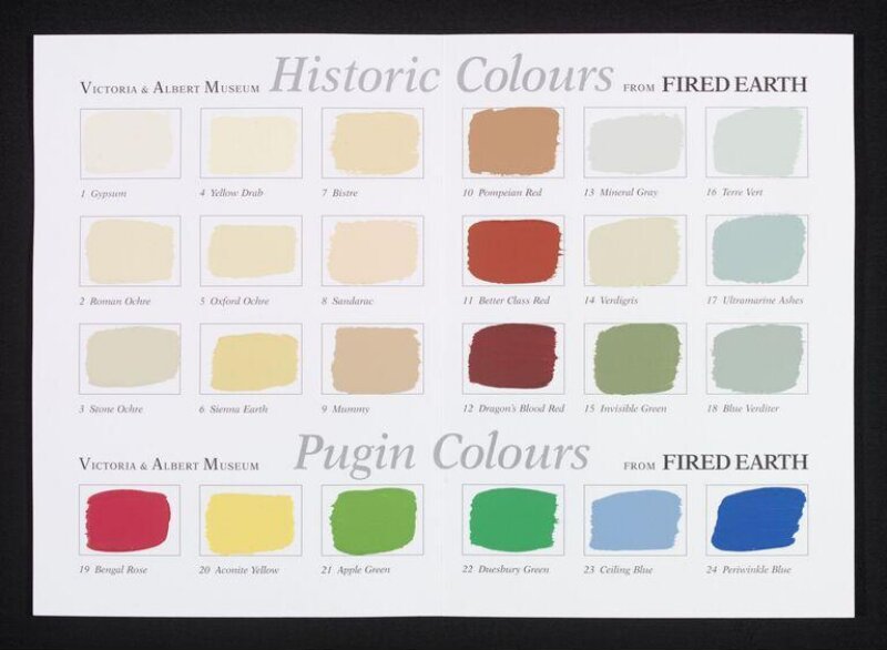 Colour chart for V&A Traditional Paints