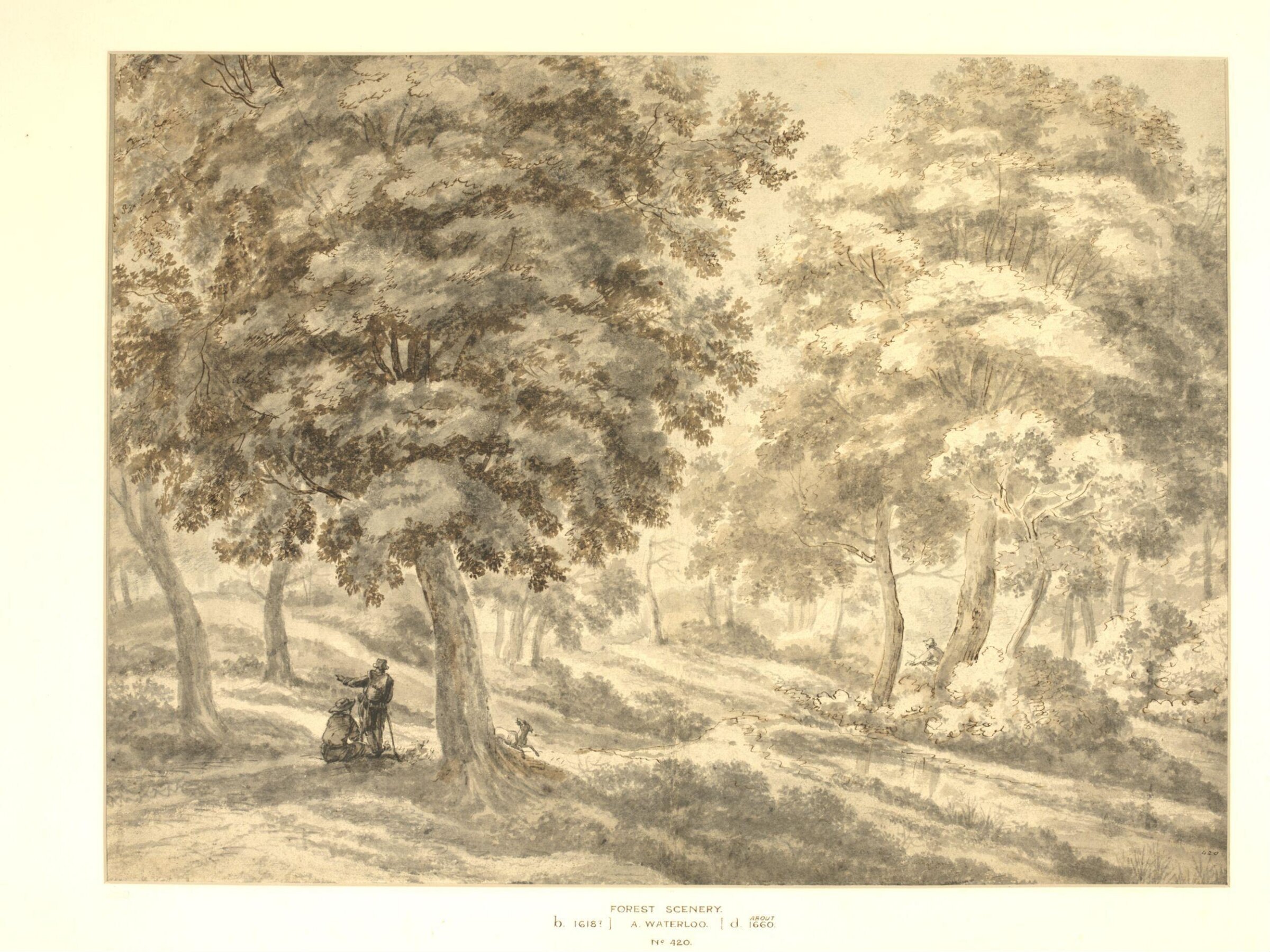 Wooded Landscape with Travellers and a Dog, 18th century