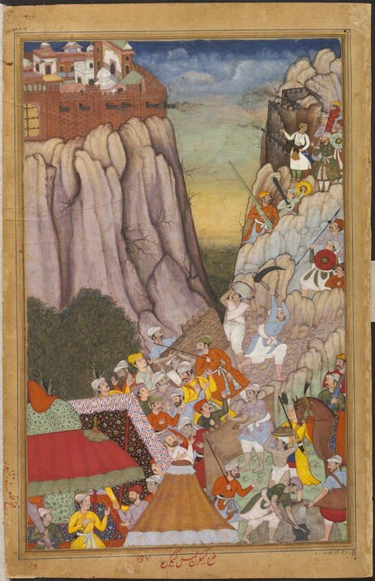Akbar and Rai Surjan Hada (ca. 1590-95) by Khem Karan