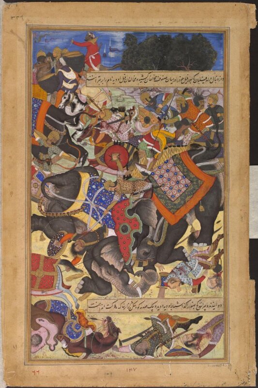 The War Elephants Citranand and Udiya Collide in Battle