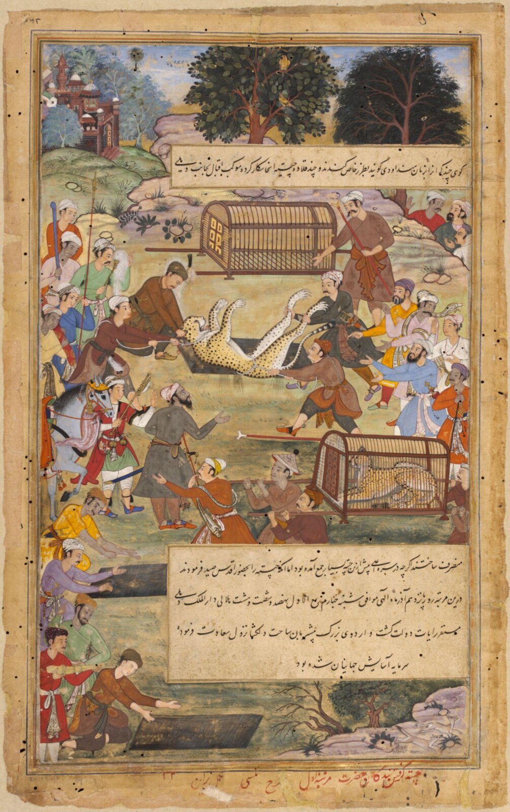Akbar assists in capturing a cheetah, Tulsi, ca. 1590-95