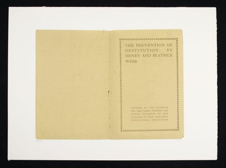The Prevention of Destitution, Sidney and Beatrice Webb image