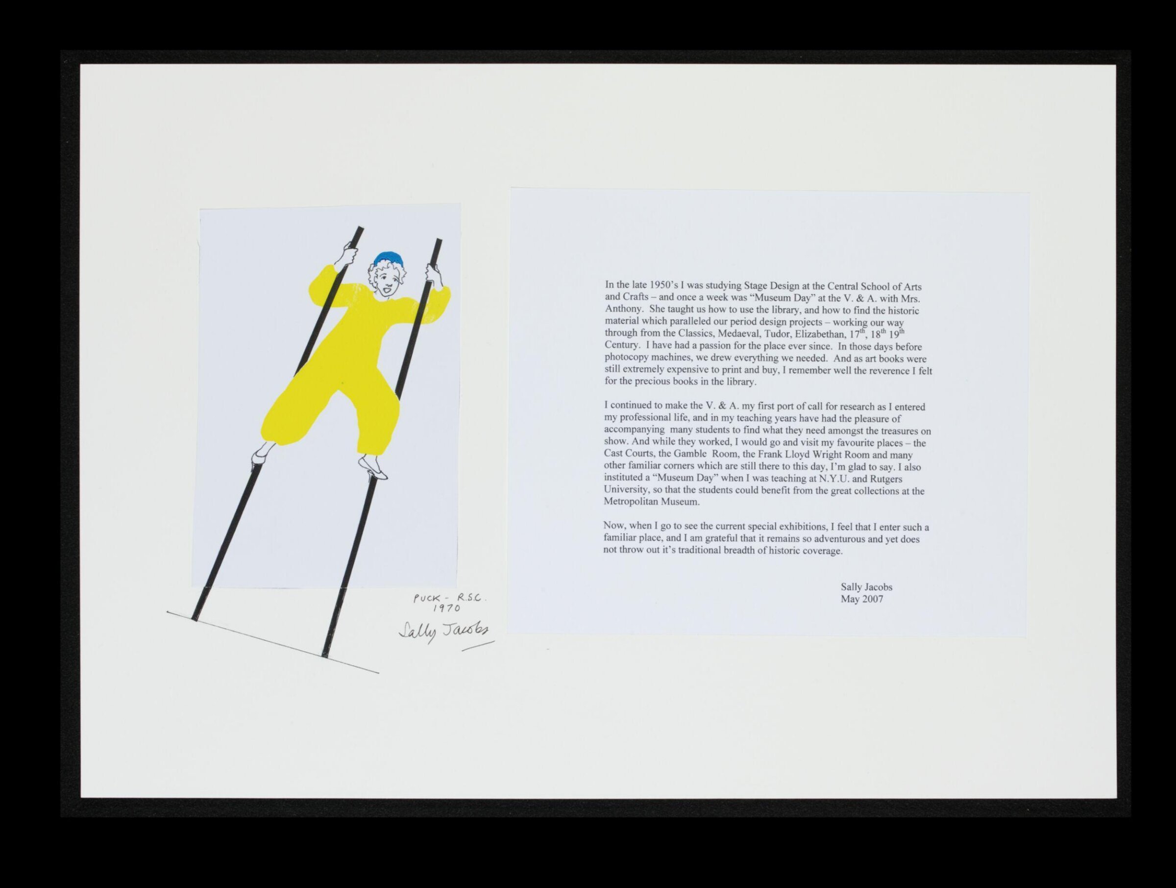 Contribution to V&A's 150th anniversary album, Sally Jacobs, 2007