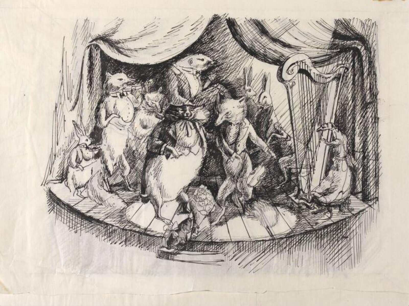 Illustration for an unidentified children's story, Phyllis E. Ginger, ca. 1940