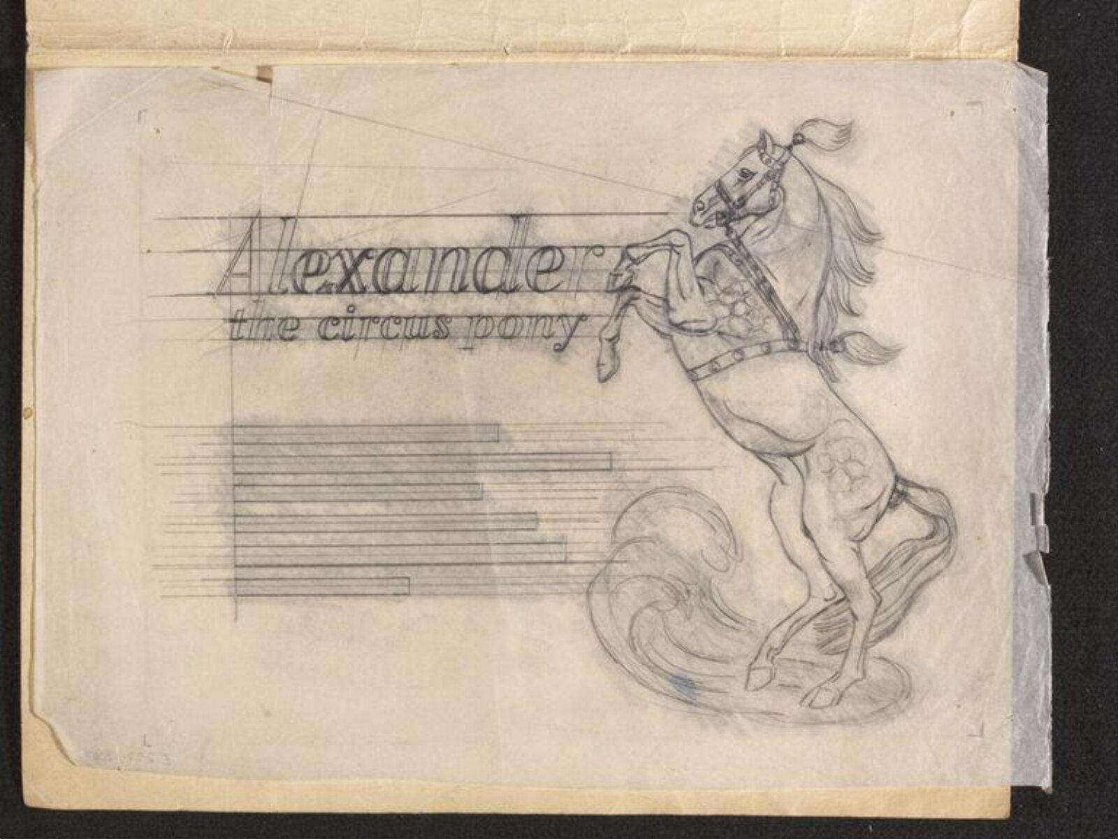 Frontispiece for 'Alexander the circus pony', Phyllis E. Ginger, ca. 1940-1960