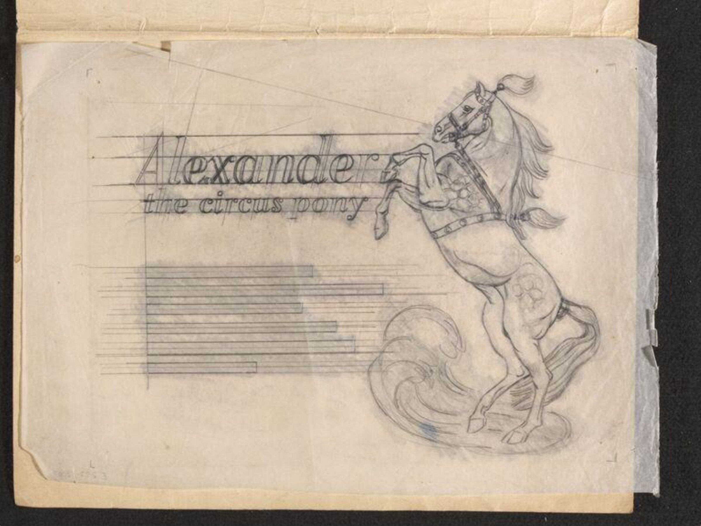 Frontispiece for 'Alexander the circus pony', Phyllis E. Ginger, ca. 1940-1960